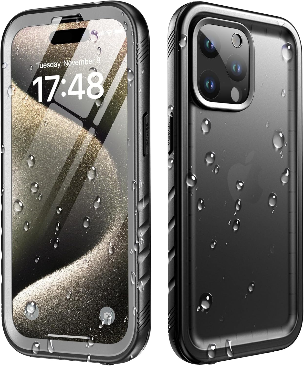 Cozycase for iPhone 15 Pro Max Waterproof Shockproof Dustproof Case - Heavy Duty/360 Full Body/Military Grade/Protective/Rugged 8FT Drop Proof Built in Screen/Camera Protector with Lanyard Black