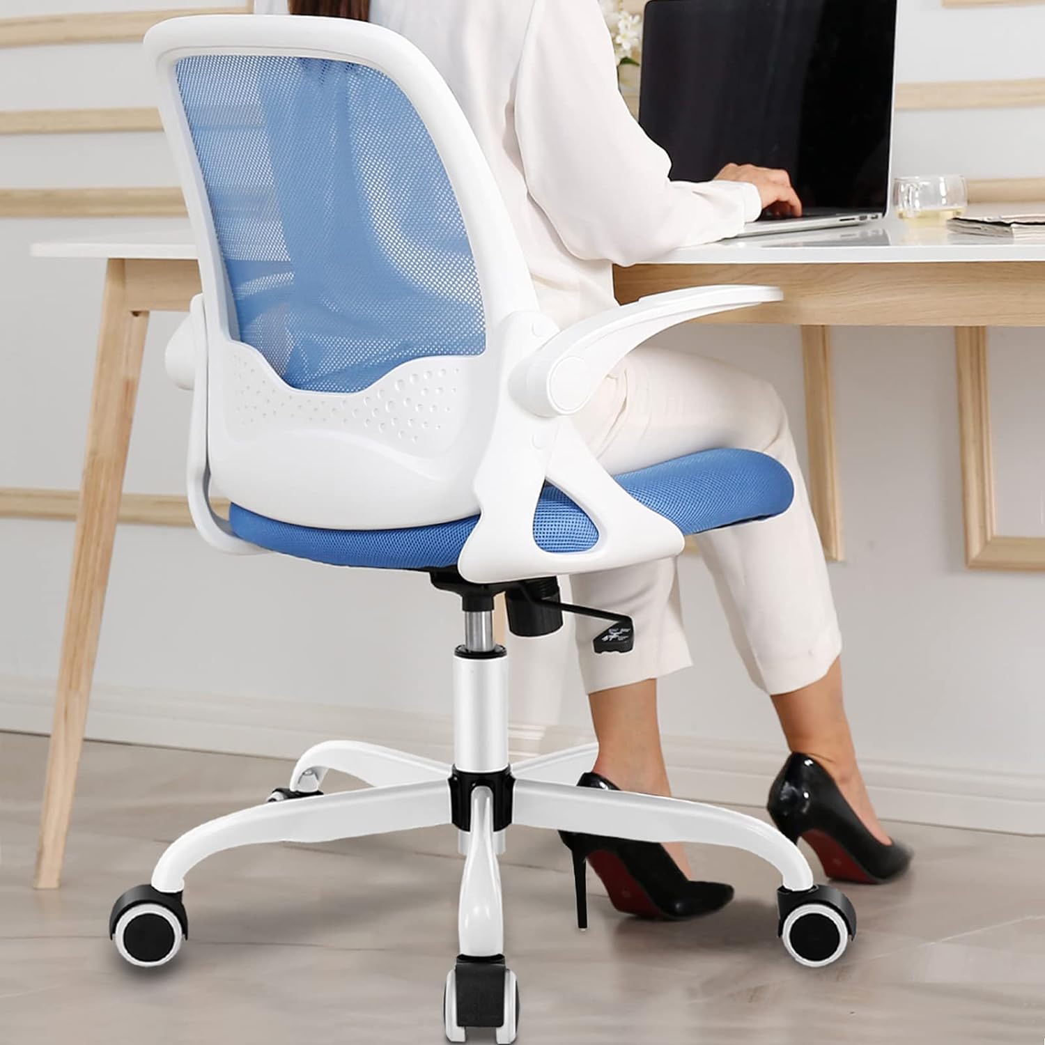 KERDOM Office Chair, Ergonomic Desk Chair, Breathable Mesh Computer Chair, Comfy Swivel Task Chair with Flip-up Armrests and Adjustable Height