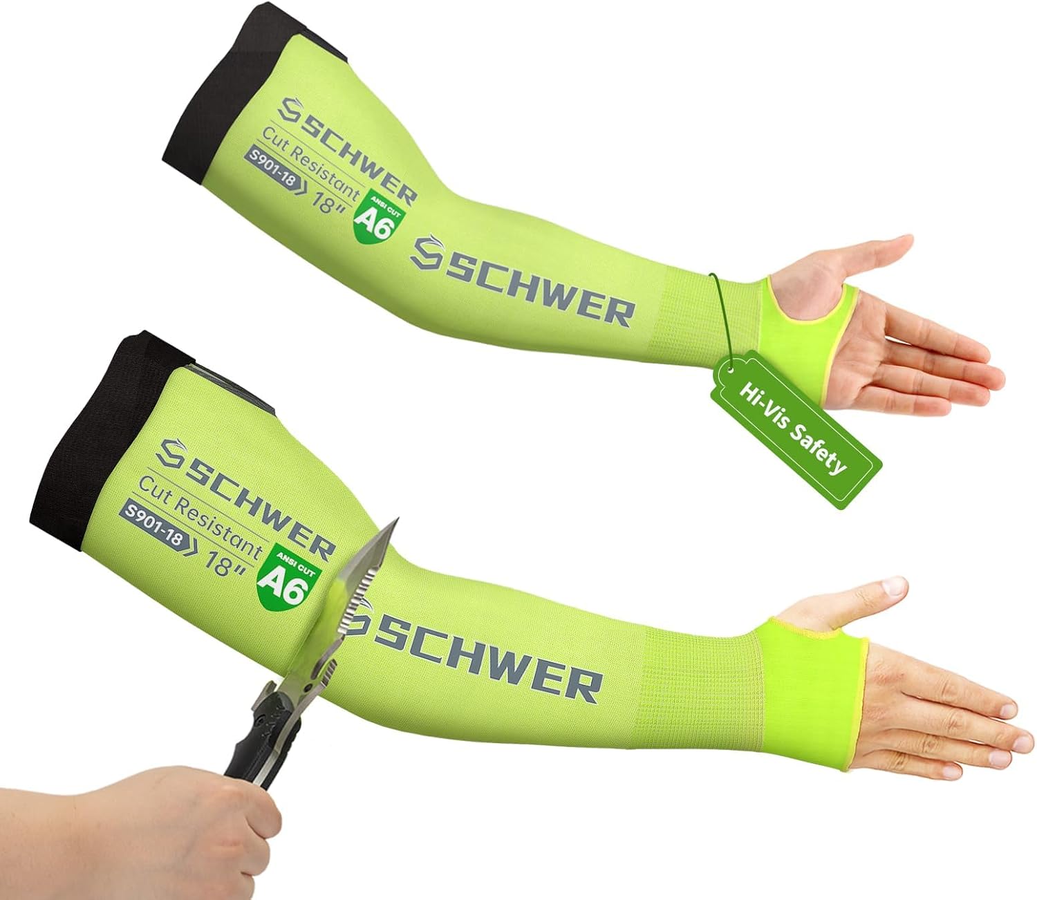 Schwer AIR-SKIN Arm Sleeves S901 for Thin Skin and Bruising, ANSI A6 Cut Resistant Arm Protectors for High Risk Work, UPF50+ UV Protection Cooling Farmer Sleeves for Gardening, Lightweight, Breathable