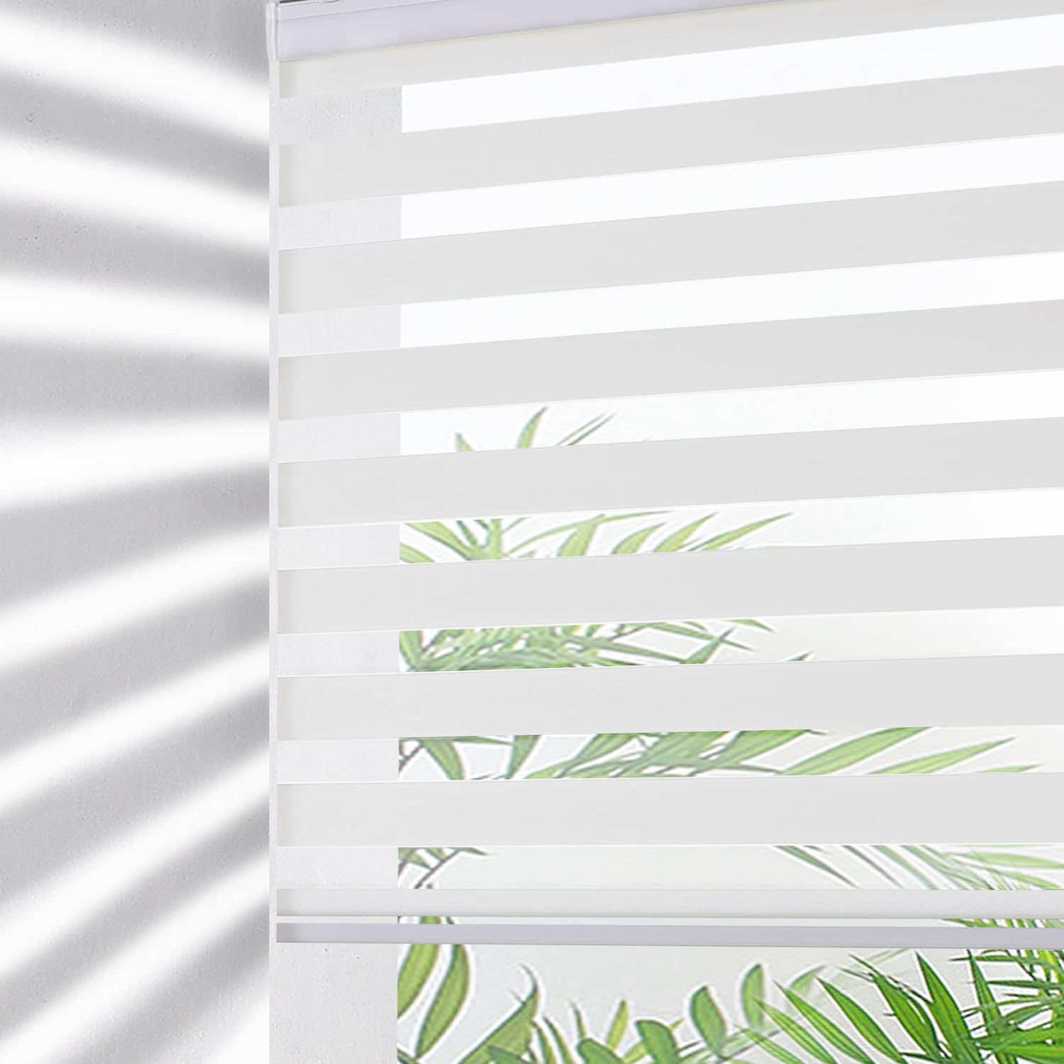 GENIMO Zebra Blinds for Windows, Dual Layer Roller Window Shades, Sheer Window Treatments Privacy Light Control for Day and Night, Mini Blinds for Home, Office, Easy to Install, White, 20 W X 72 H