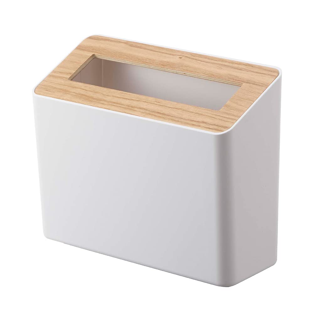 YAMAZAKI Countertop Waste Bin Home Table Top Plastic | Trash Can, One Size, Walnut