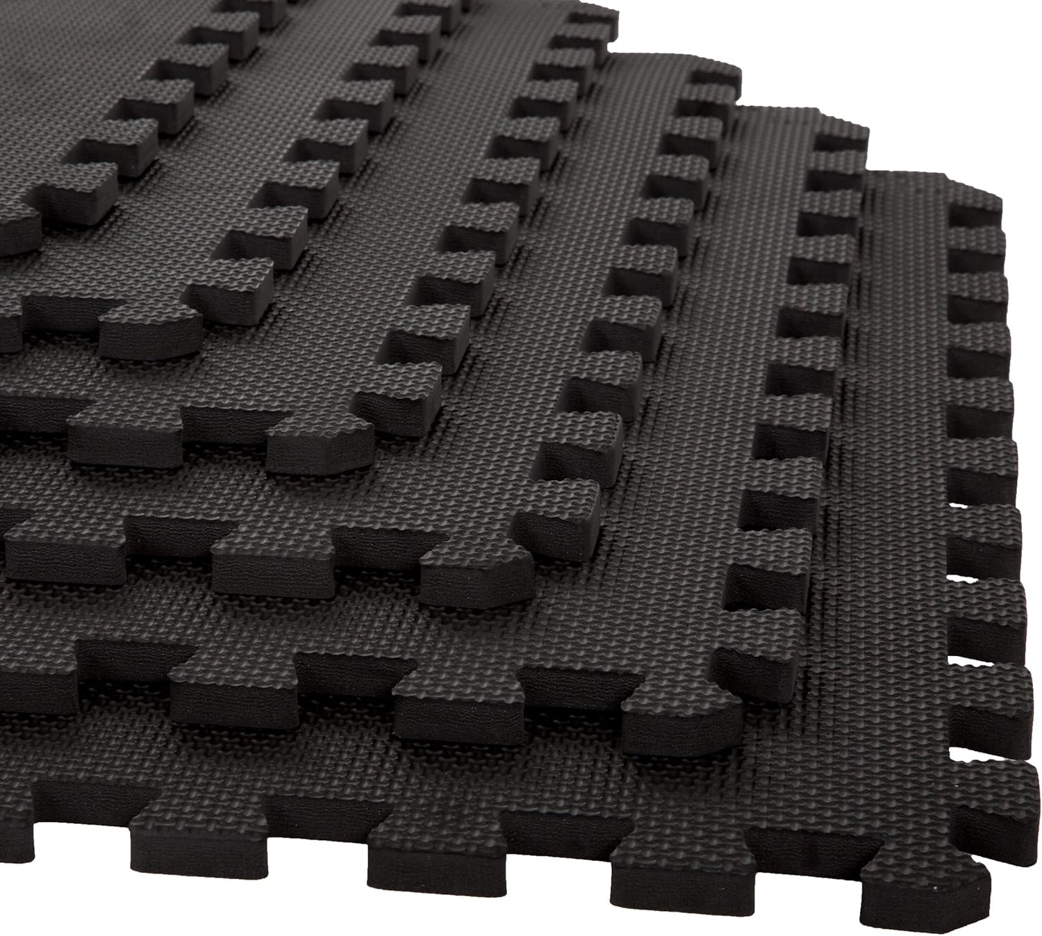 Interlocking EVA Foam Floor Tiles for Home Gym, Yoga Mat, Workout Equipment, or Child' Play Surface - Set of 6, (Black) by Stalwart