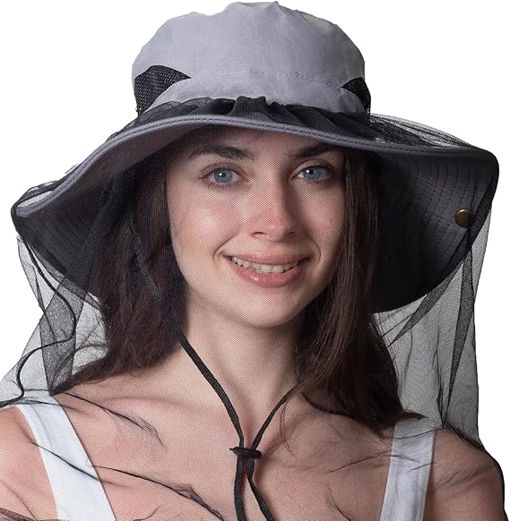 CAMOLAND Sun Hat with Removable Mesh Head Net Safari Hat Outdoor UV Protection