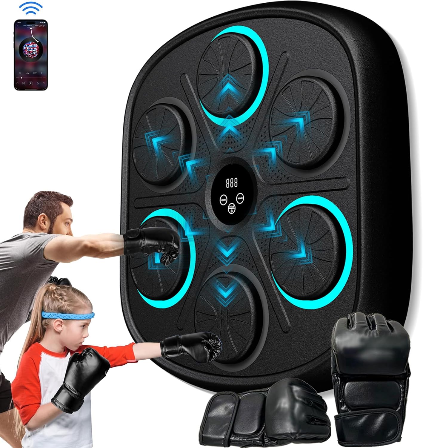 Music Boxing Machine for Adults and kids, 2024 New Smart Bluetooth Boxing Machine with Boxing Gloves, Wall Mounted Music Boxing Target, Electronic Boxing Training Equipment for Home, Indoor and Gym