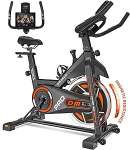 DMASUN Exercise Bike, Plus Magnetic Resistance/Brake Pad Indoor Cycling Bike Stationary, Cycle Bike with Comfortable Seat Cushion, Digital Display with Pulse, 300lbs Weight Capacity