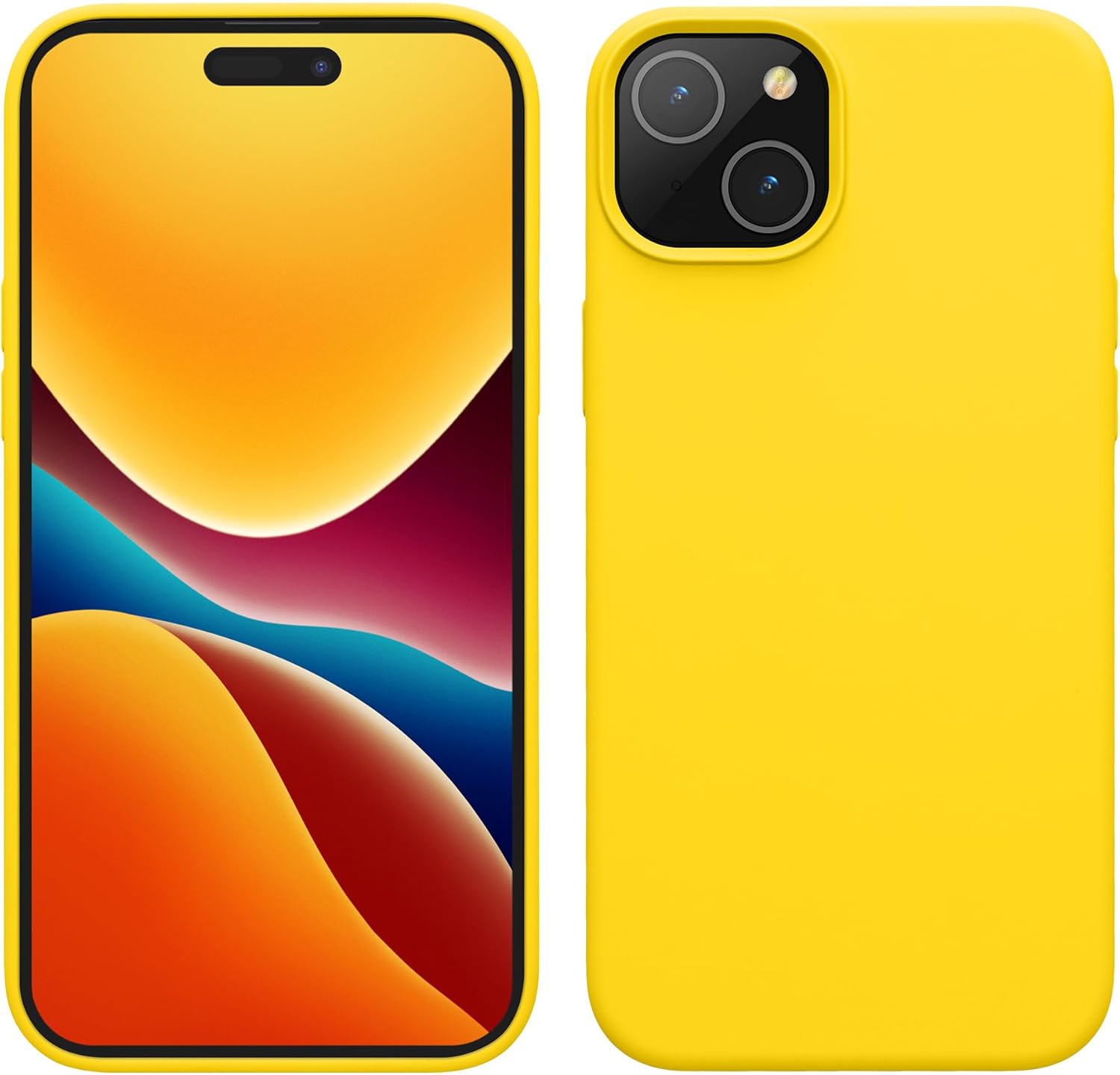 kwmobile Case Compatible with iPhone 15 Case - Slim Soft TPU Silicone Cover - Radiant Yellow