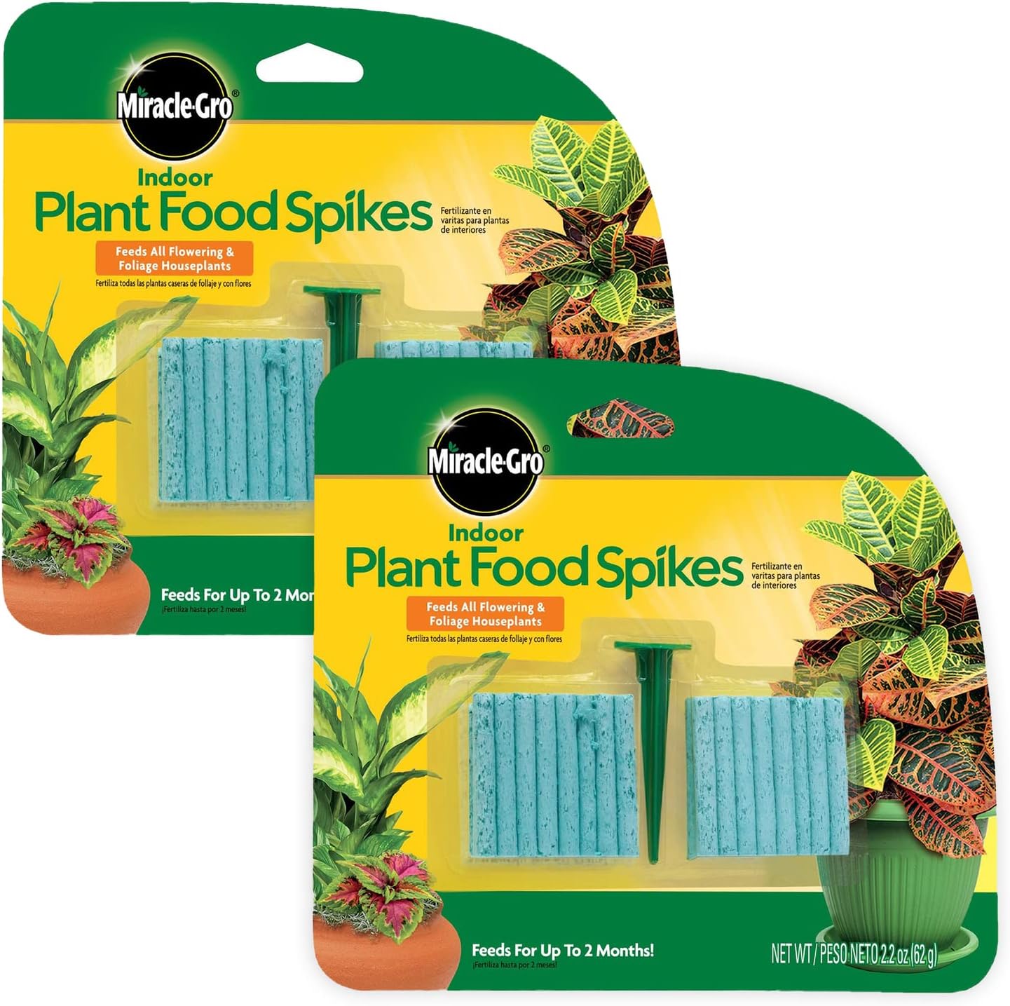 Miracle-Gro Indoor Plant Food Spikes, Includes 48 Spikes - Continuous Feeding for all Flowering and Foliage Houseplants - NPK 6-12-6