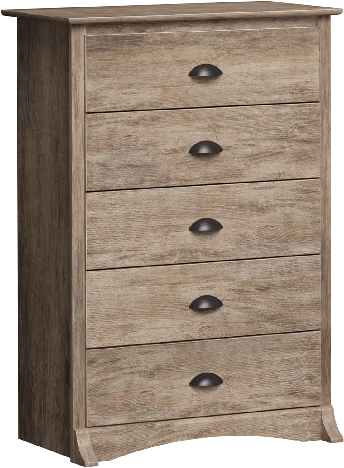 Prepac Salt Spring Rustic 5-Drawer Tall Dresser for Bedroom, Farmhouse Dresser Chest of Drawers 17.75 D x 31.5 W x 44.75 H, Drifted Gray, DDC-3345