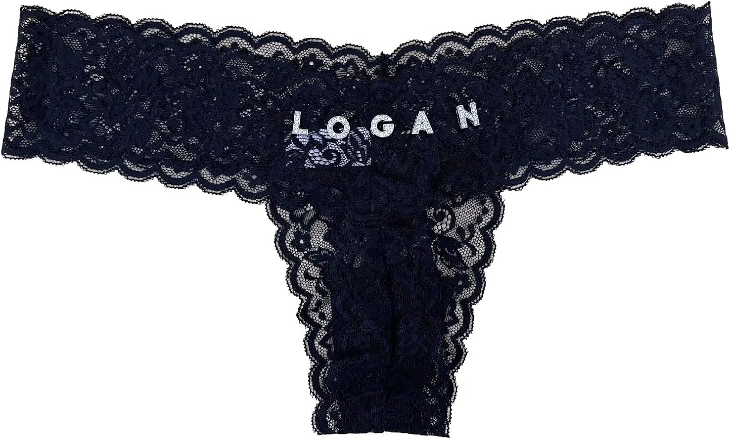 Personalized Thong, Custom Name Lace Thongs With Rhinestone Letters for Women Sexy Lace Thong G-String Panties