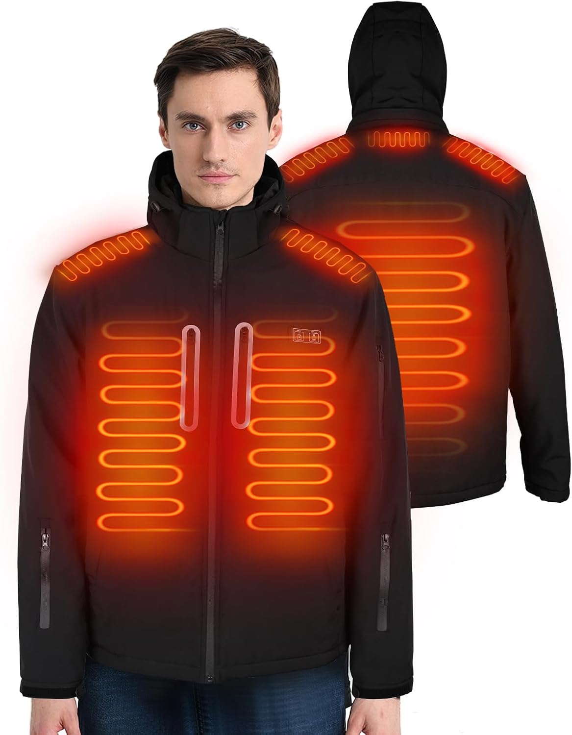 Foleto Heated Jackets for Men, Windproof Heated Jacket with Battery Pack Included 7.4V, Smart Electric Heating Coat