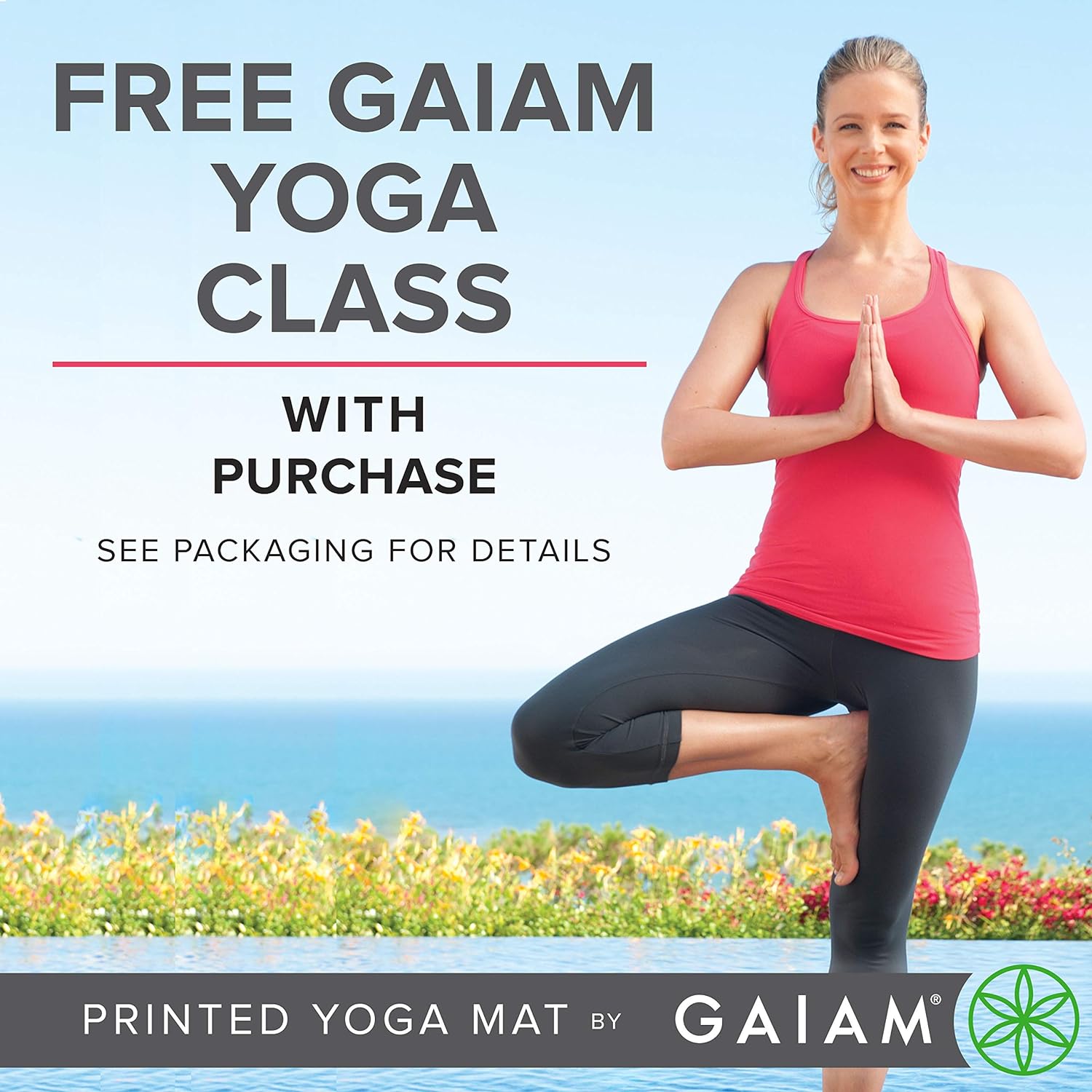 Gaiam Yoga Mat - Premium 6mm Print Reversible Extra Thick Non Slip Exercise & Fitness Mat for All Types of Yoga, Pilates & Floor Workouts (68 x 24 x 6mm Thick)