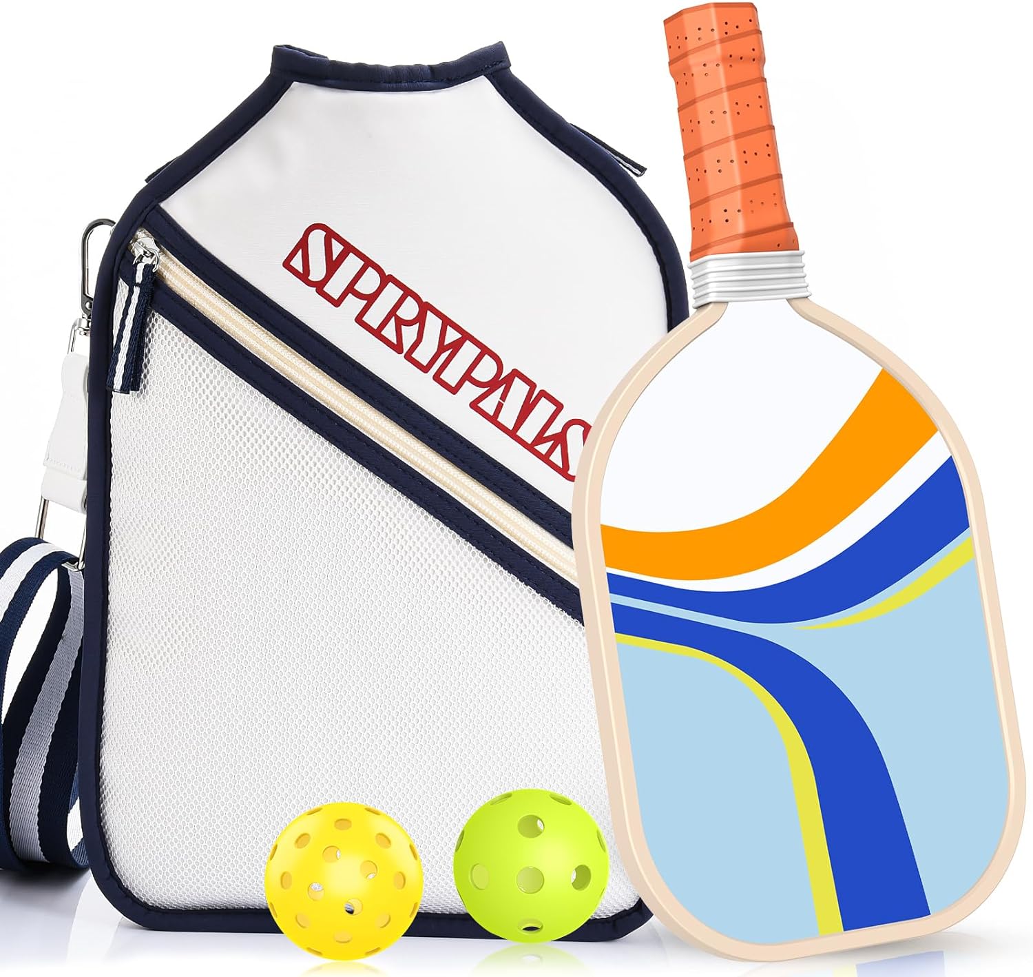 Pickleball Paddle with Pickleball Bag,USAPA Approved Fiberglass Surface Pickleball Set with Paddle Bag & 2 Balls,Aramid Honeycomb Core Edge Sentry Protect Lightweight 7.68oz Pickleball Racket