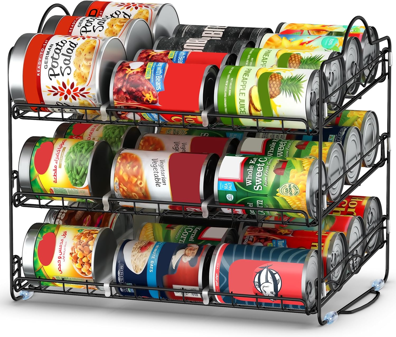 Utopia Kitchen Storage Can Rack Organizer, Stackable Can Organizer Holds Upto 36 Cans for Kitchen Cabinet or Pantry (Black)