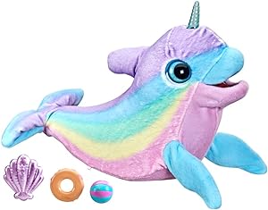 furReal Wavy The Narwhal Interactive Animatronic Plush Toy, Electronic Pet, 80+ Sounds and Reactions, Rainbow Plush, Ages 4 and Up (Amazon Exclusive)