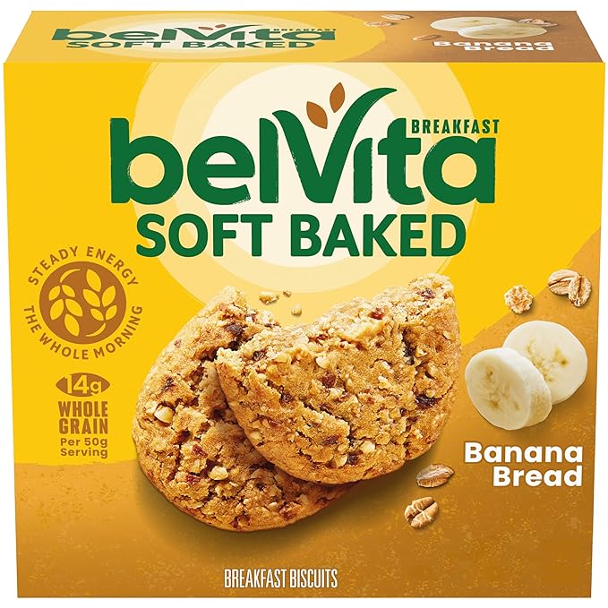 belVita Soft Baked Banana Bread Breakfast Biscuits, 5 Packs (1 Biscuit Per Pack)