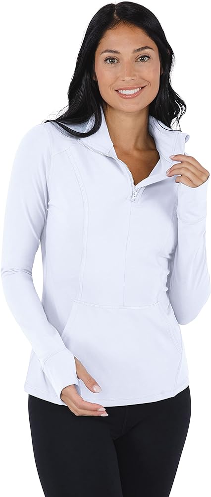 Yogalicious Nude Tech Half Zip Long Sleeve Jacket with Front Pockets