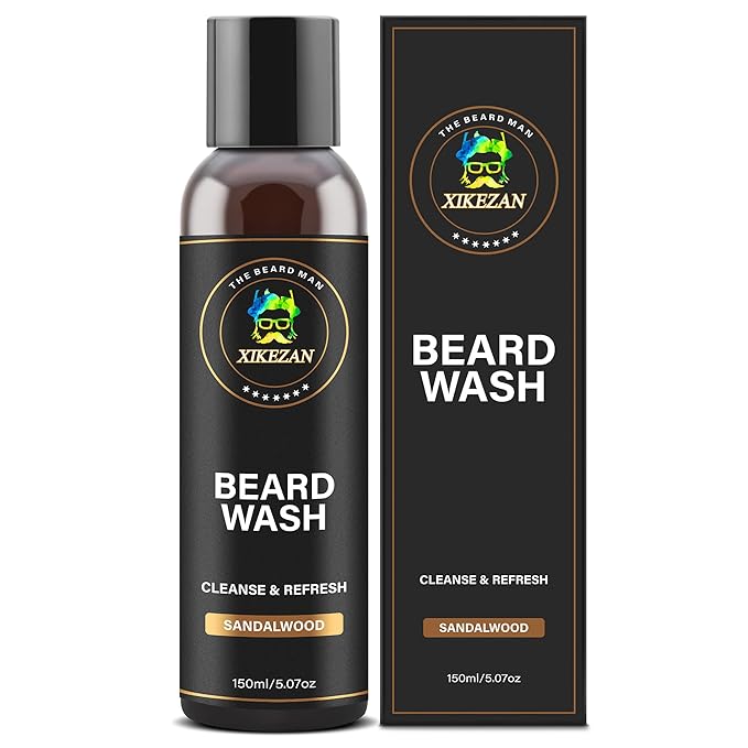 XIKEZAN Beard Wash Shampoo w/Natural Biotin Argan & Jojoba Oils Deeply Cleans Smooths Soften & Strengthens,Christmas Stocking Stuffers Father Day Gifts for Men Him Dad Boyfriend Husband