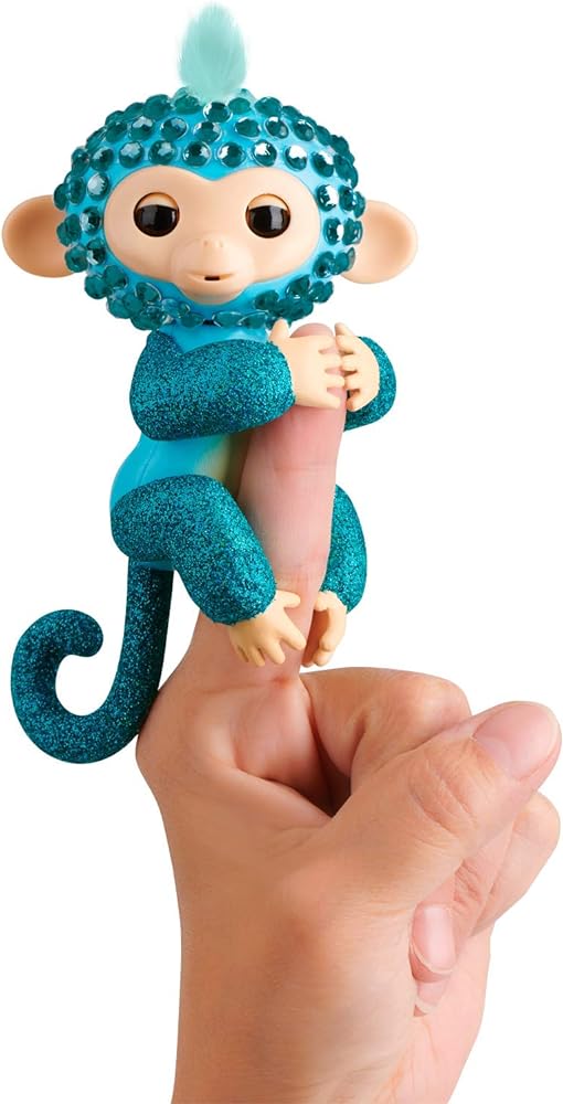 WowWee Fingerlings Monkeys - Fingerblings - Glam (Turquoise/Blue) - Friendly Interactive Toy