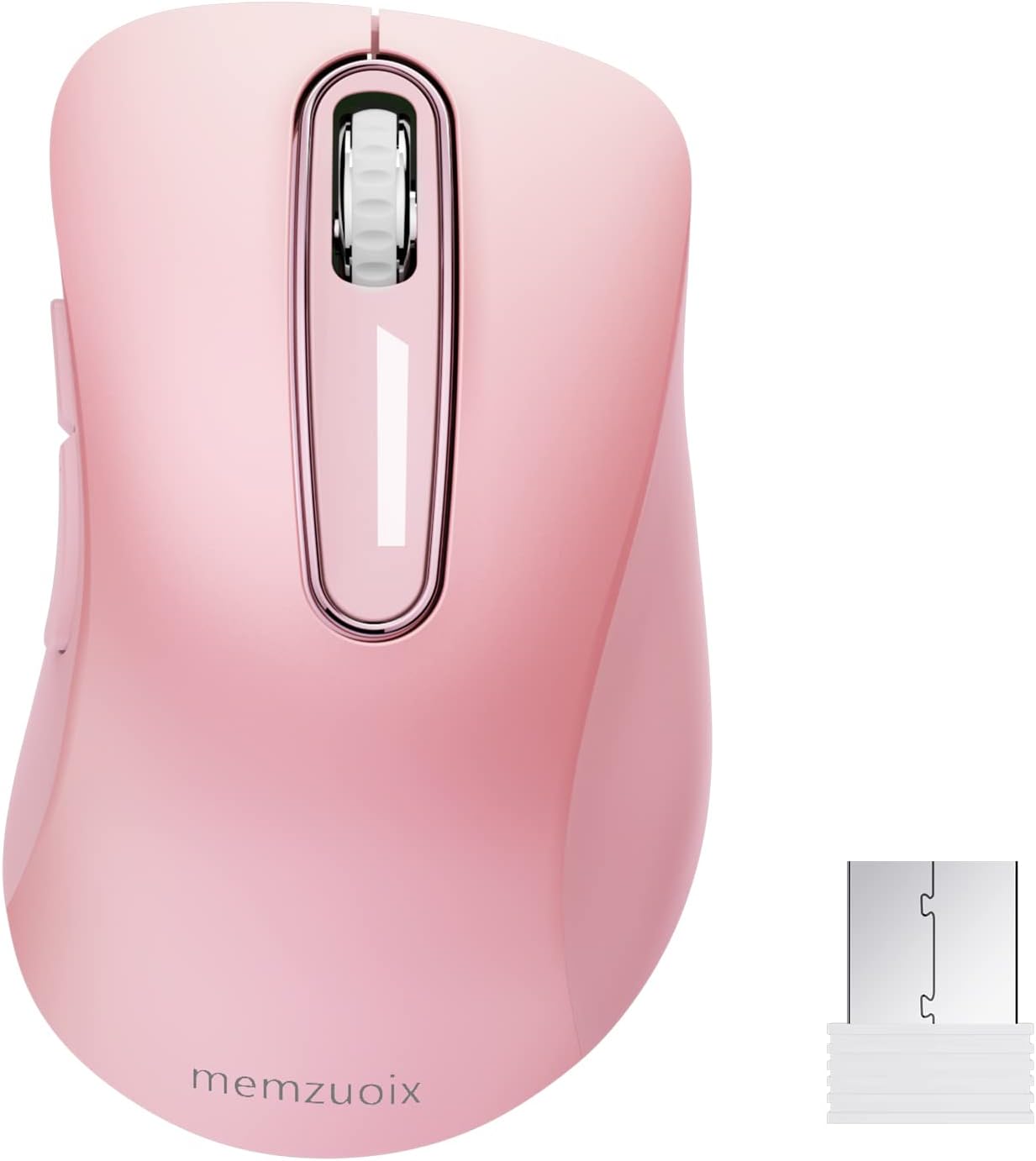 memzuoix 2.4G Wireless Mouse, 1200 DPI Mobile Optical Cordless Mouse with USB Receiver, Portable Computer Mice Wireless Mouse for Laptop, PC, Desktop, MacBook, 5 Buttons (Pink)