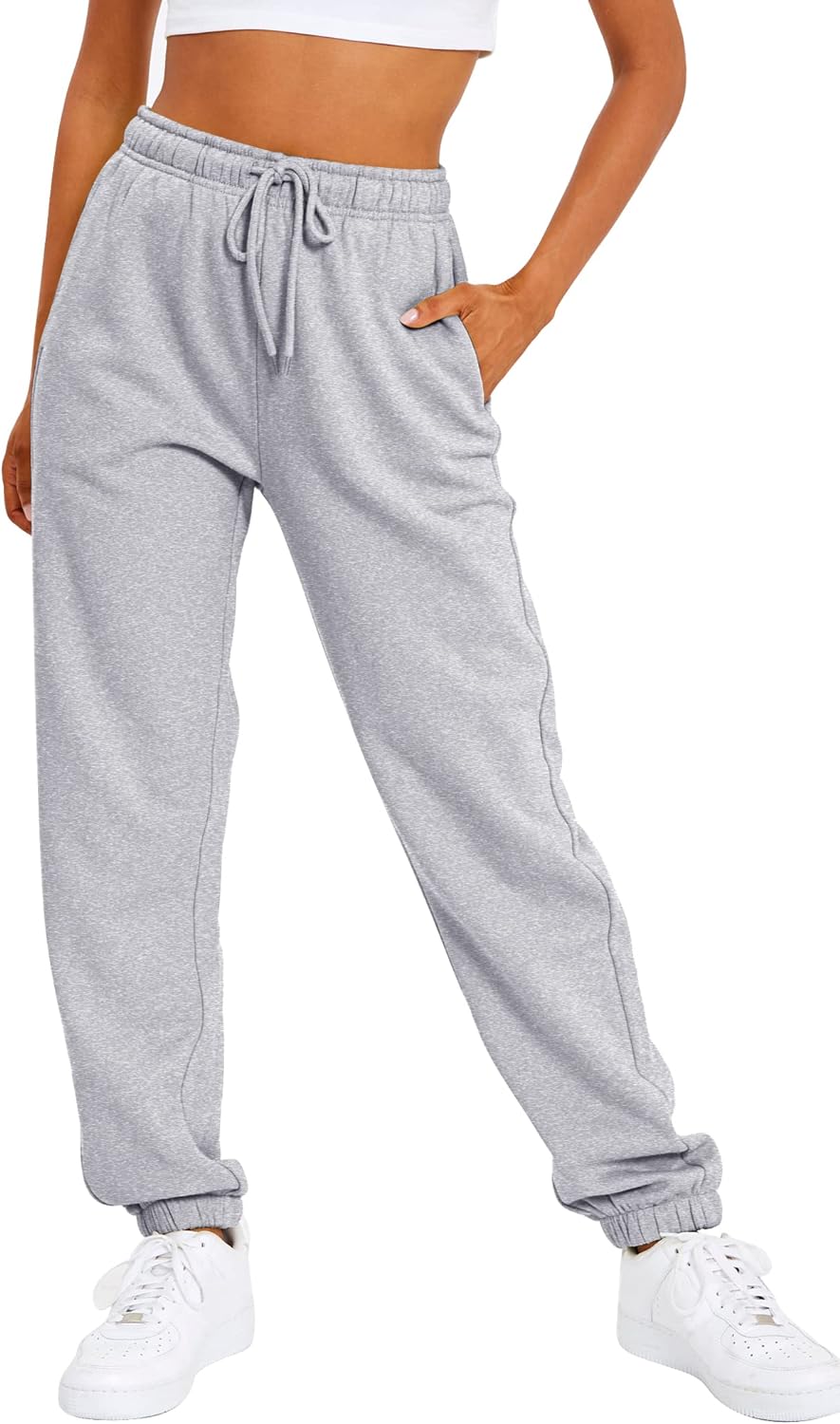 AUTOMET Women's Casual Baggy Fleece Sweatpants