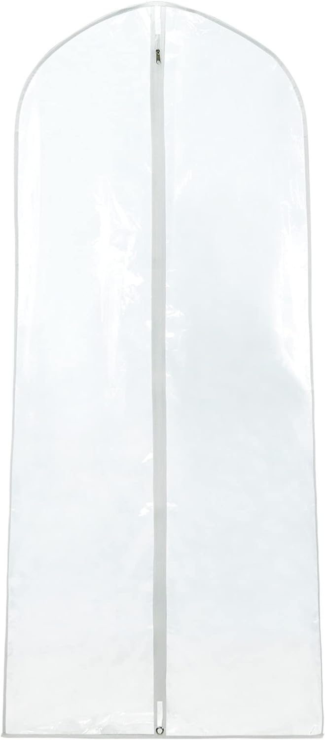 HANGERWORLD 72inch Long Plastic Garment Bags for Dresses and Gowns, Showerproof Dust Protector Cover, Crystal Clear with White Trim - Pack of 6