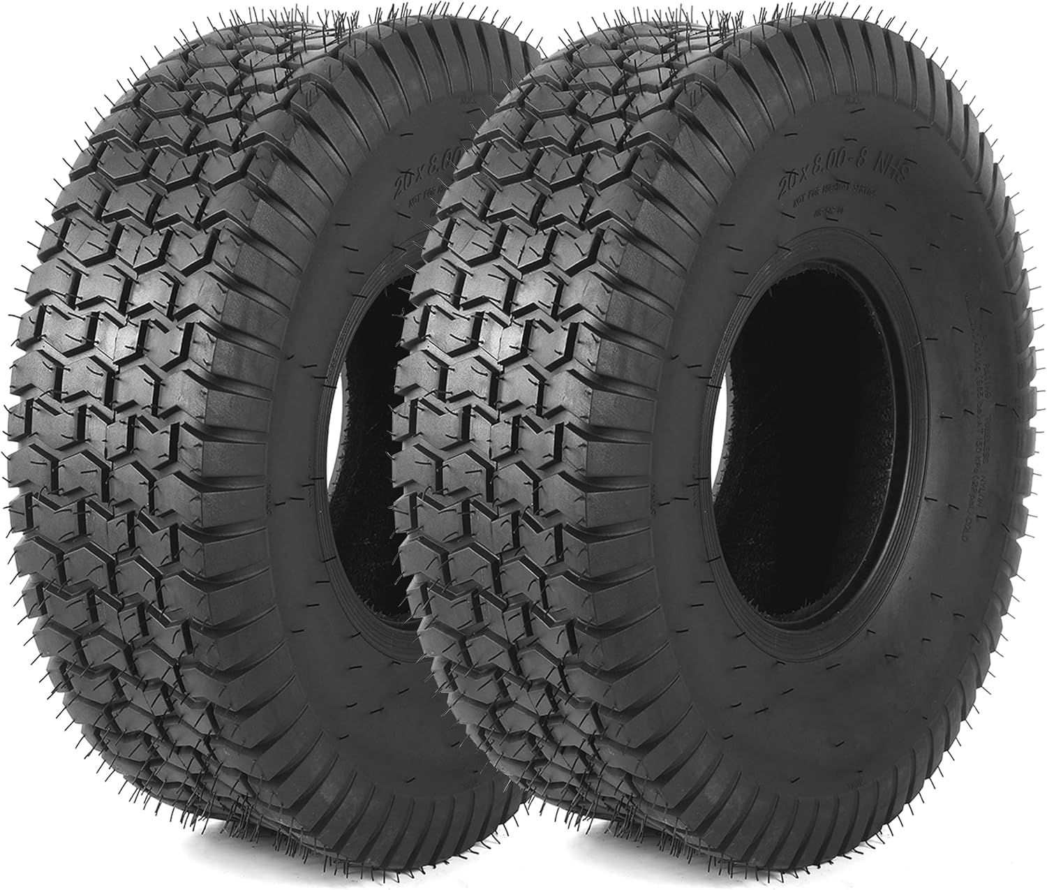 (2-Pack) 20x8.00-8 Lawn Mower Tires (4 ply Tubeless), Replacement Tubeless Tires for Riding Lawnmowers, Golf Carts, and ATVs, Rim Not Included