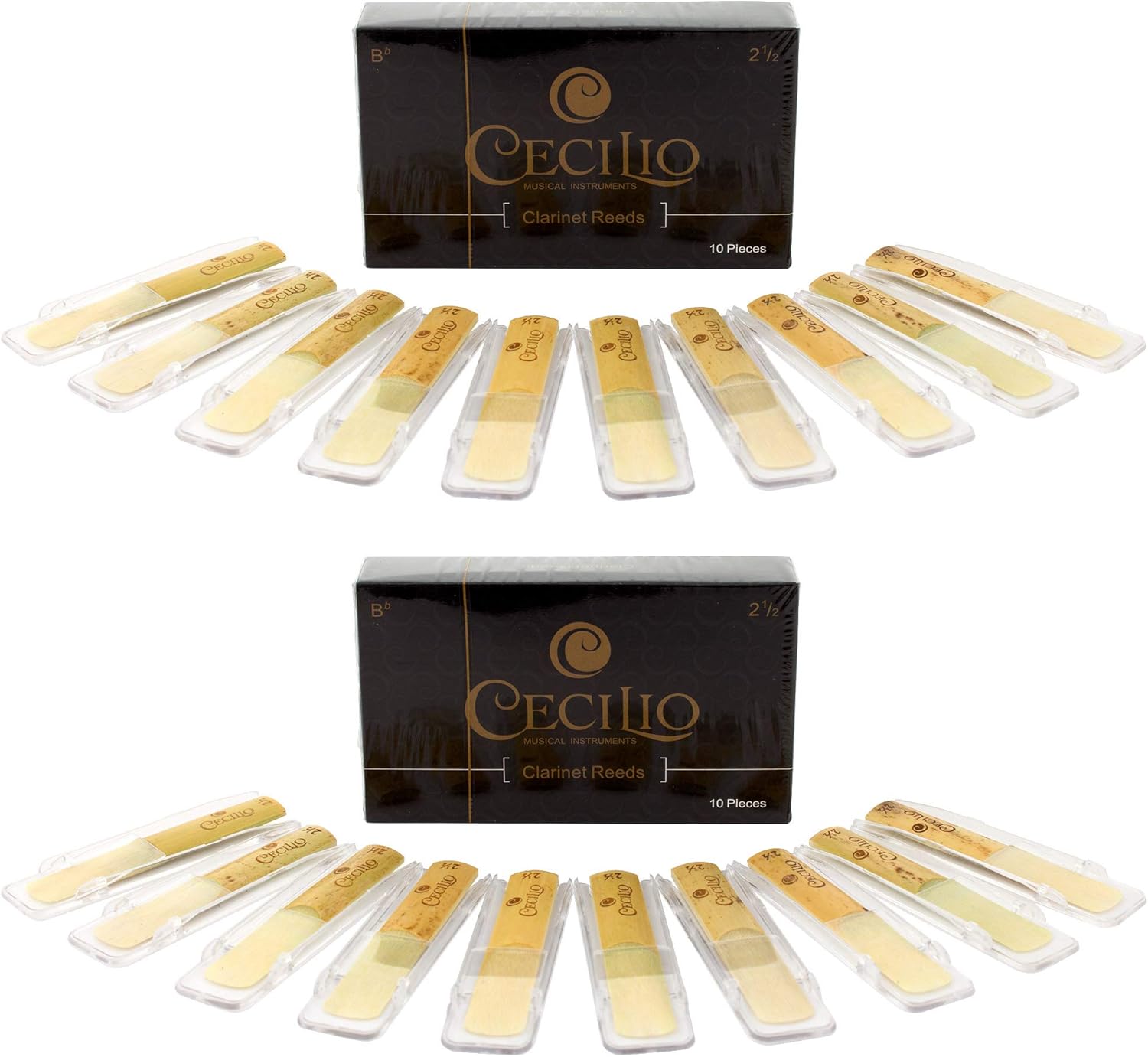 Cecilio Clarinet Reeds, Strength 2.5, Two Boxes of 10 (Total of 20 Reeds)