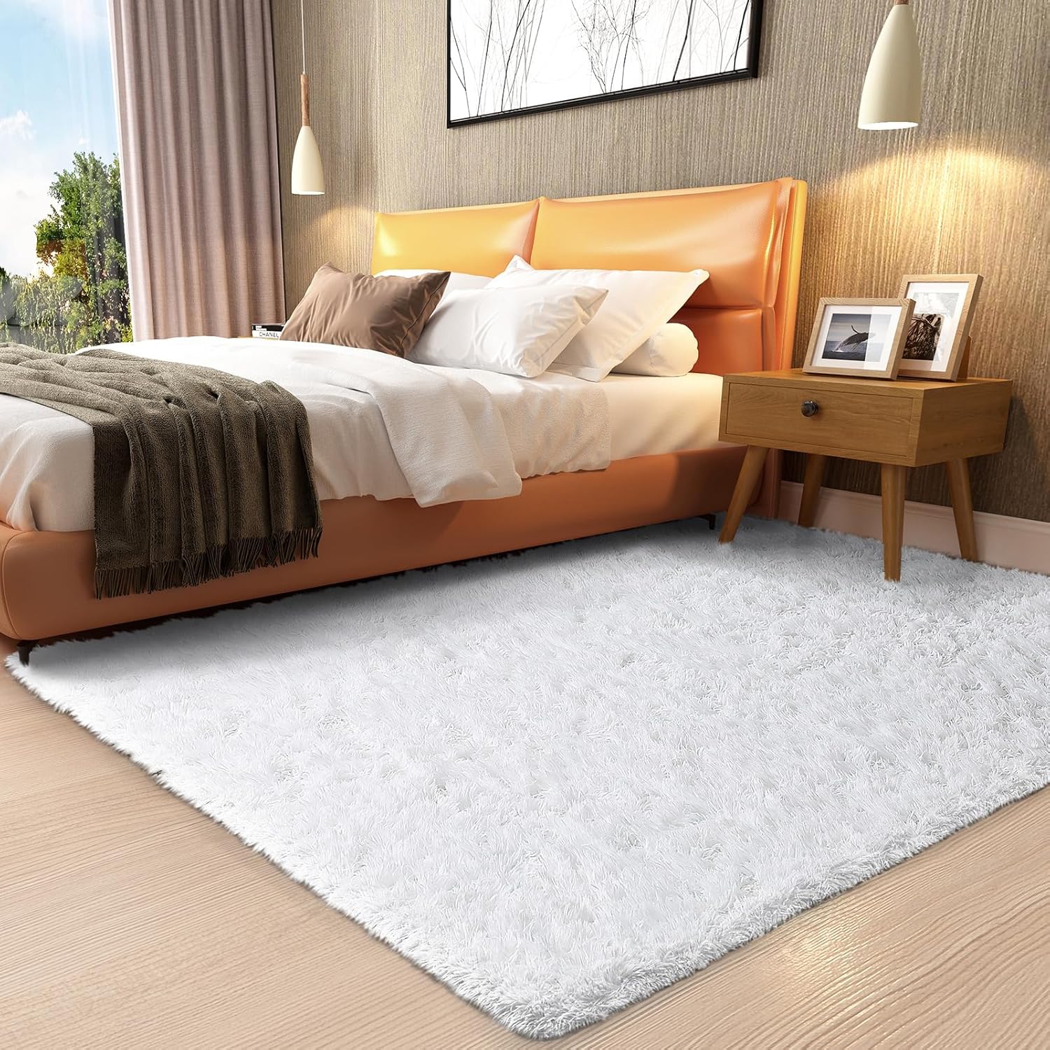 Ophanie 3x5 Small White Rugs for Bedroom Fluffy, Girls Kids Baby Shaggy Shag Fuzzy Soft Carpet, Plush Bedside Area Rug, Indoor Floor Room Carpet for Teen Dorm Home Decor Aesthetic, Nursery