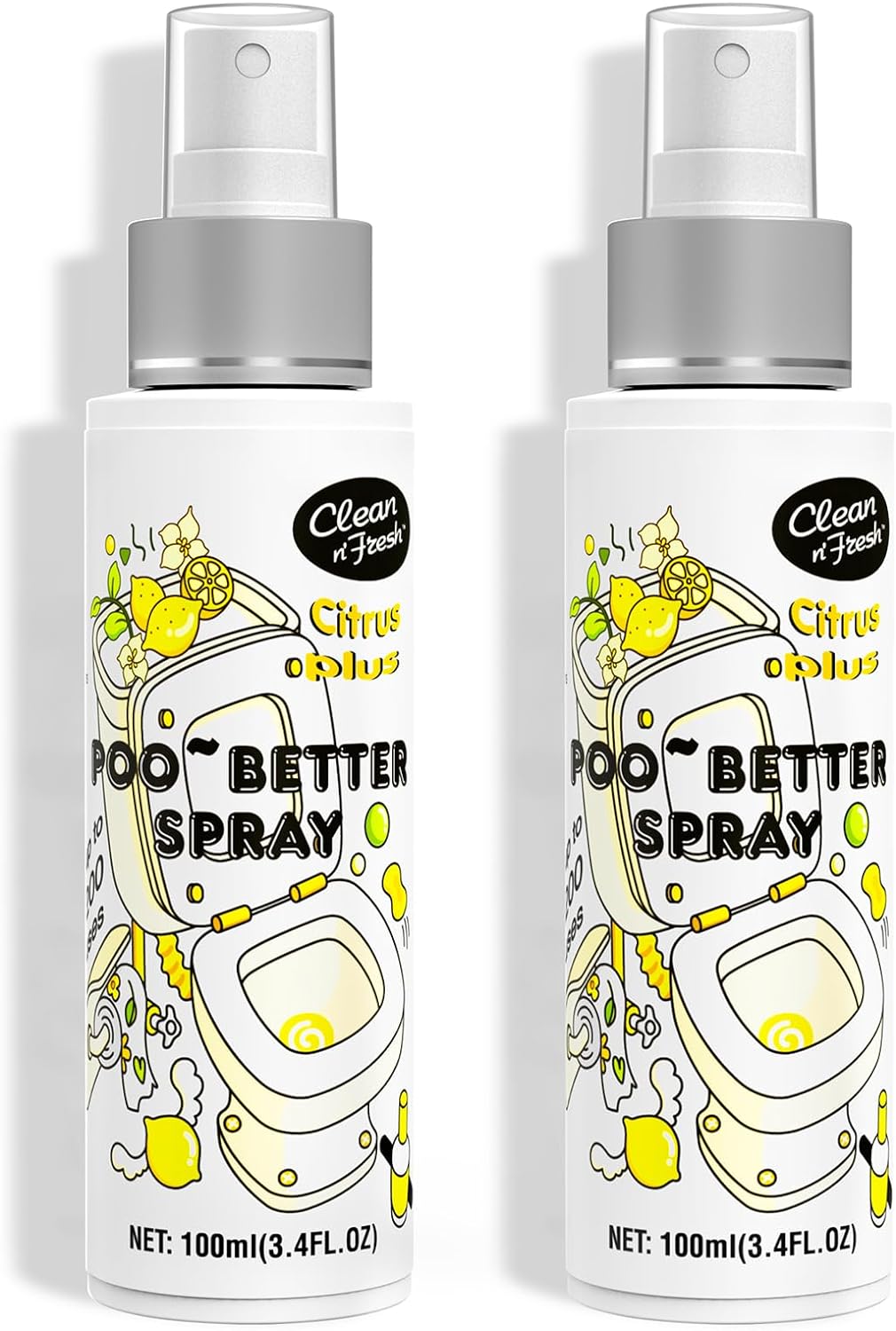 Clean-n-Fresh Toilet Spray, 6.8 Fl.oz Poo Spray | Up to 400  Uses, 100% Natural Plant Essential Oil Citrus Scent, Bathroom Deodorizer