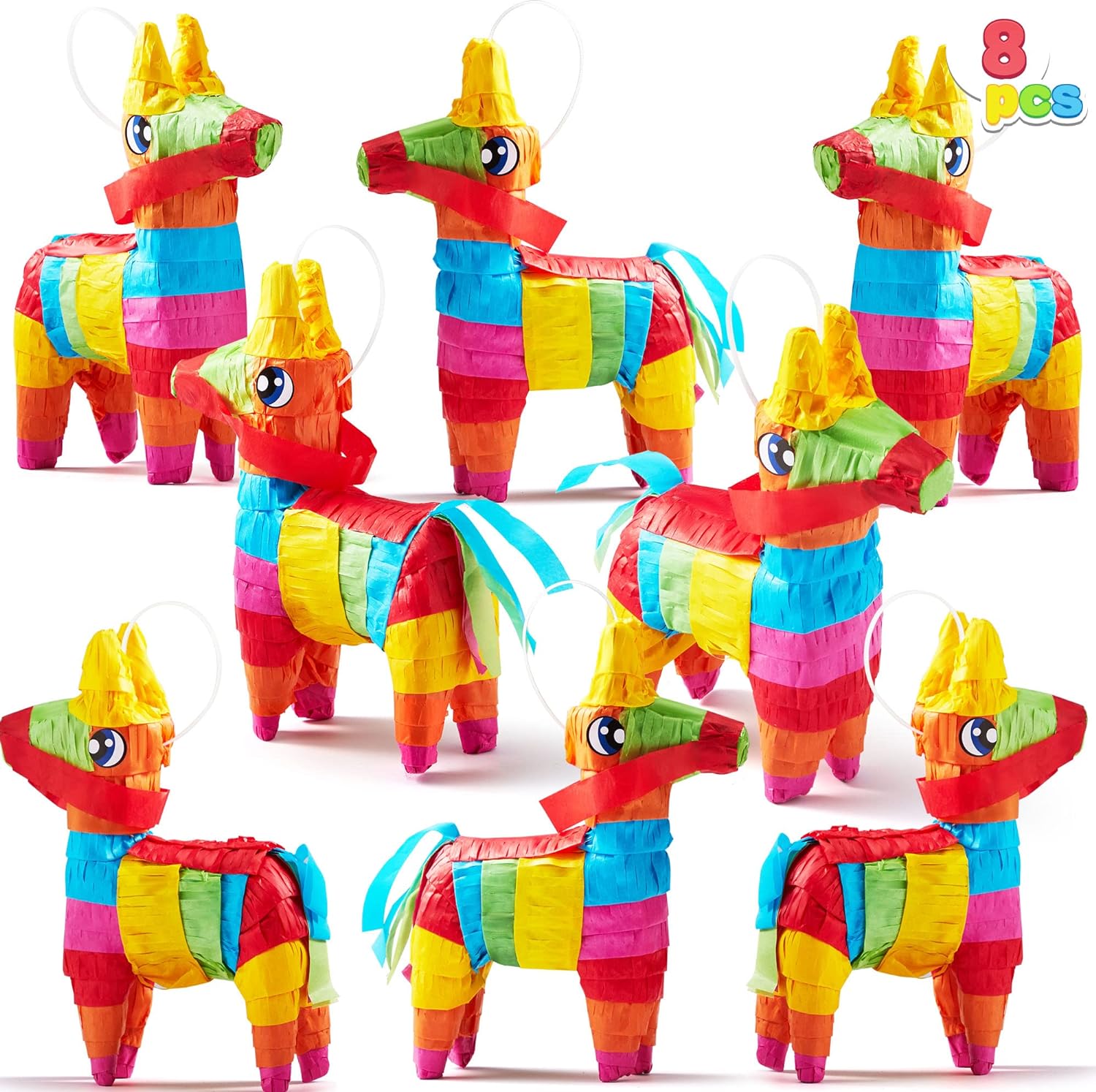 Cinco De Mayo 8 pcs Mini Donkey Pinatas 5.7