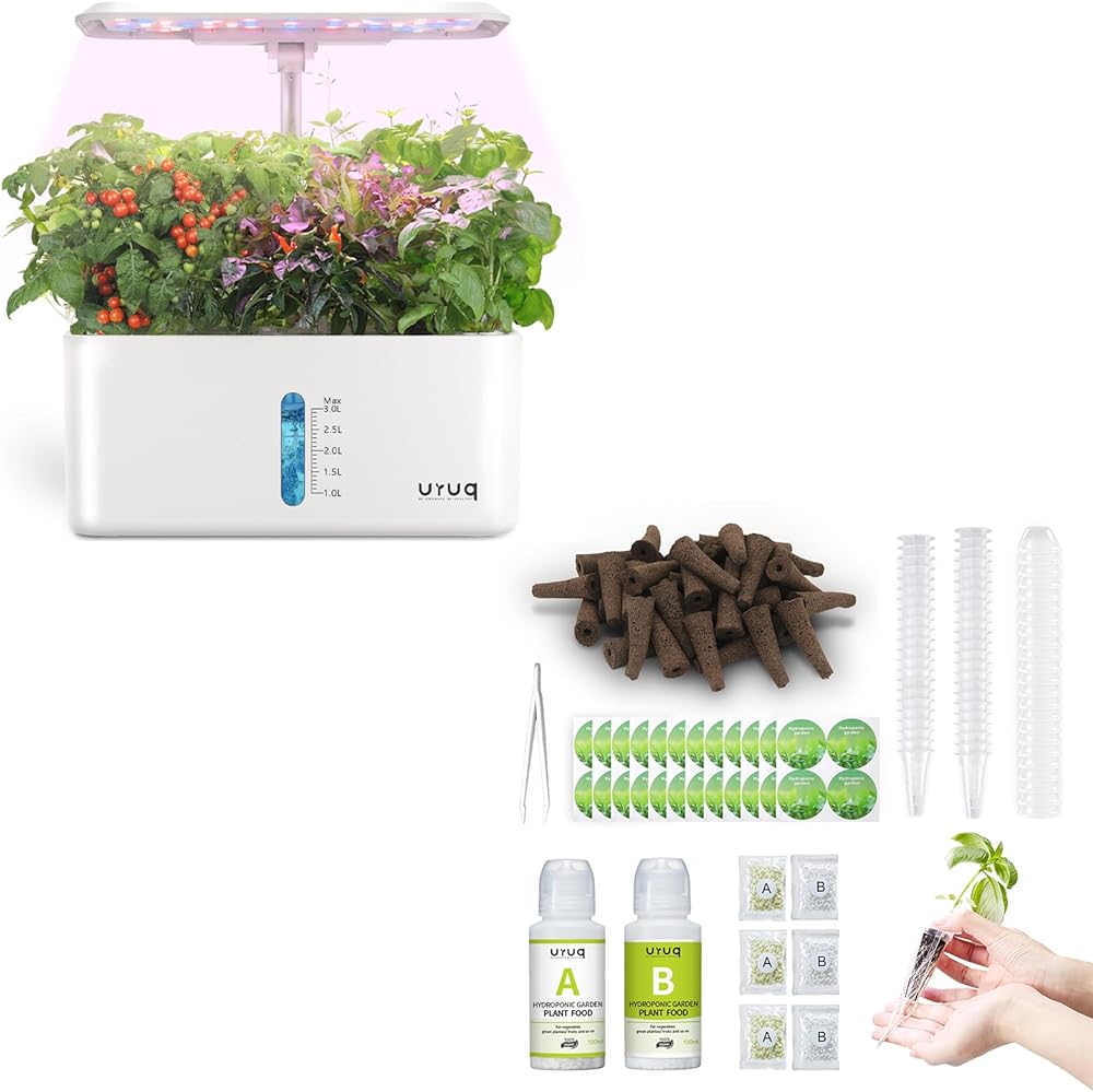 8 Pods Hydroponics Growing System Indoor Garden White & 188Pcs Hydroponic Pods Supplies