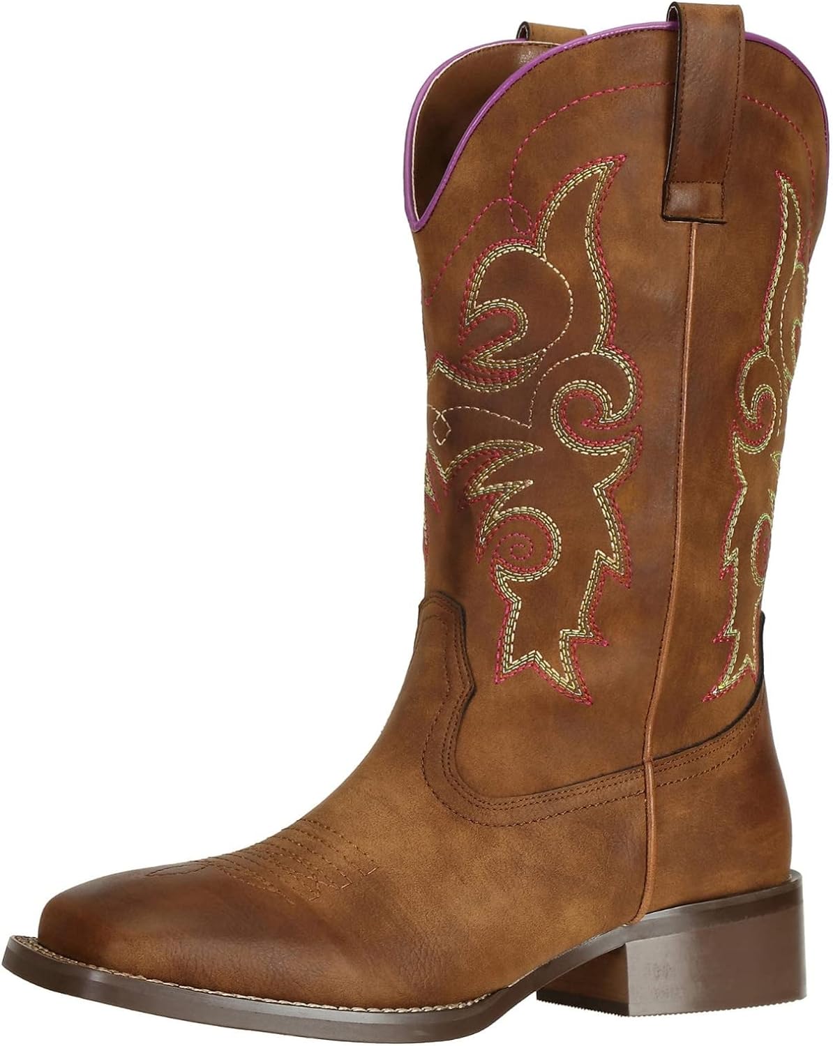 SheSole Women' Cowboy Cowgirl Boots Western Wide Square Toe Mid Calf Boots Brown