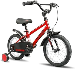 14/16/18 inch Toddler and Kids Bike with Handbrake and Training Wheels, Boys and Girls Ages 3-12 Years, Lightweight Bicycle with Dual Brake (Blue/Red)