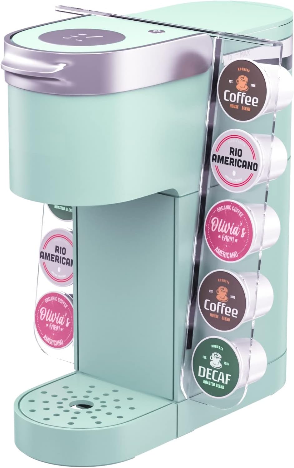 GALVANOX Gevoli K Cup Organizer for Single Serve Keurig K-Mini and K Mini PLUS Coffee Makers - Space Saving Modern Acrylic Kcup Pod Holder (10 Pod Capacity) (Keurig machine NOT included)