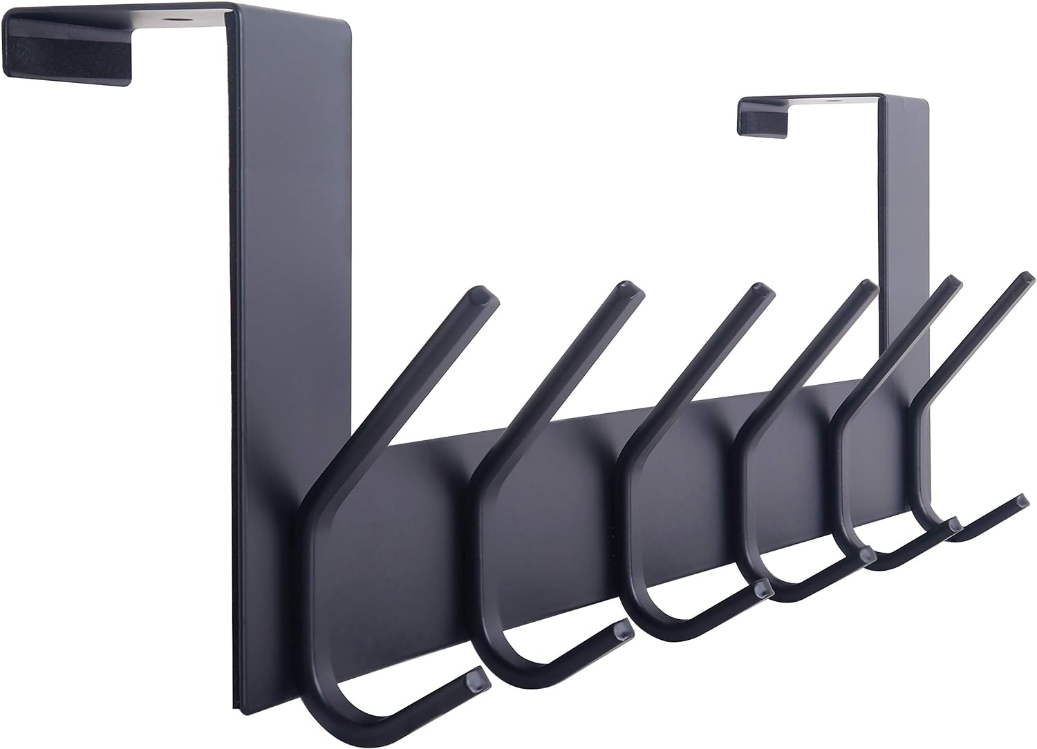 WEBI Over The Door Hooks Door Hanger,Over The Door Towel Rack with 6 Coat Hooks for Hanging,Door Coat Hanger Towel Hanger Over Door Coat Rack,Black