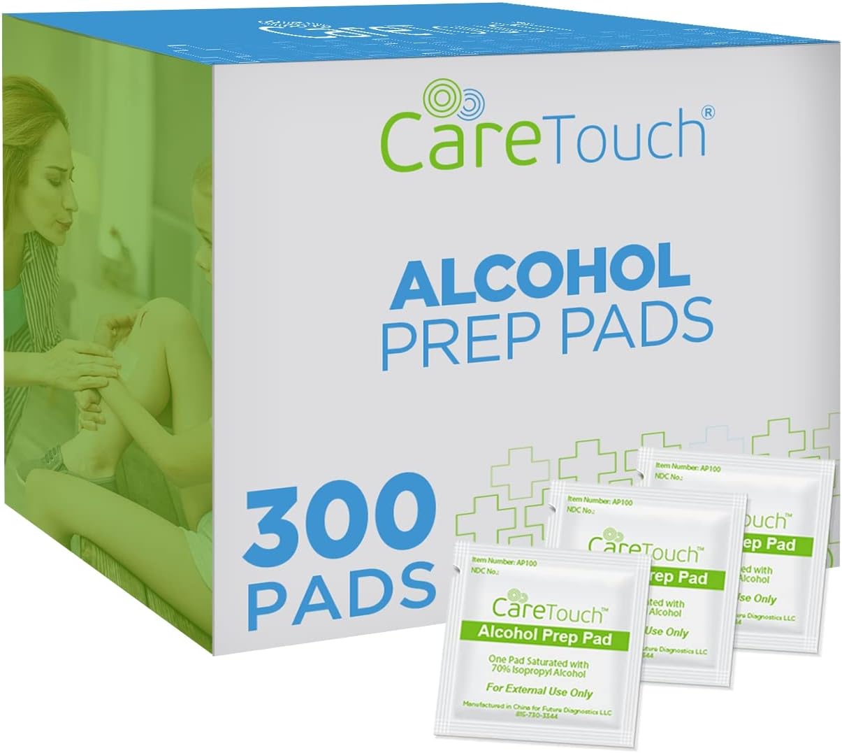 Alcohol Wipes | Individually Wrapped Alcohol Prep Pads with 70% Isopropyl Alcohol, Great for Medical & First Aid Kits | Sterile, Antiseptic 2-Ply Alcohol Swabs - 300 count