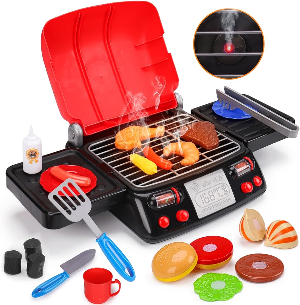 I got this for my 2-year-old grandson for Christmas and it was a winner!! He absolutely loves grilling for family and friends. But the best reaction came the moment I added water and smokes like the real thing! He went nuts!! :) It's just a tabletop grill so it's not sturdy but placing it on a non-slip surface helps with that. Did I mention it has charcoal! Game changer! The grill isn't the sturdiest, so when he was "cutting" the corn, he was a bit rough and the grill has a break in it, but it's not bad. He still loves it.