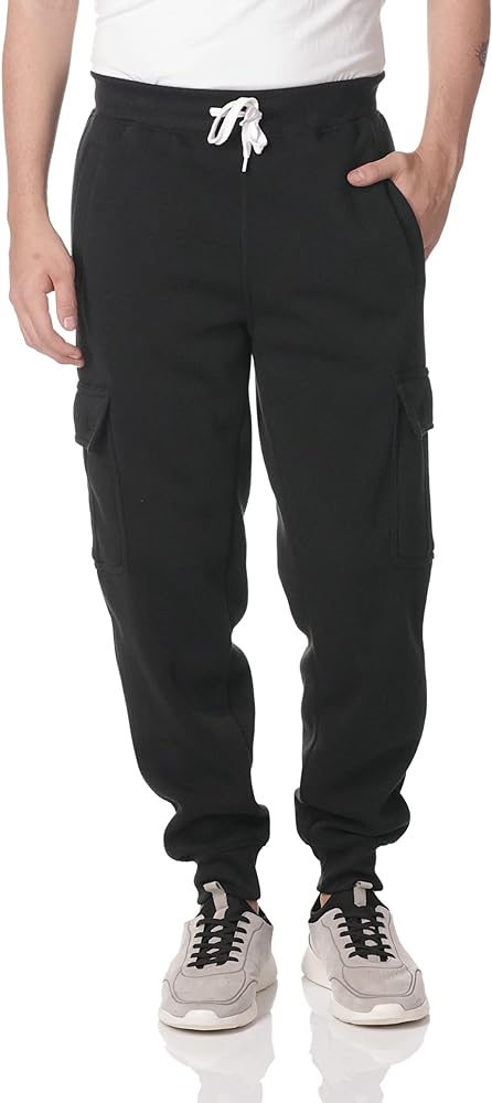 Southpole Men's Active Fleece & Tech Woven Cargo Jogger Pants