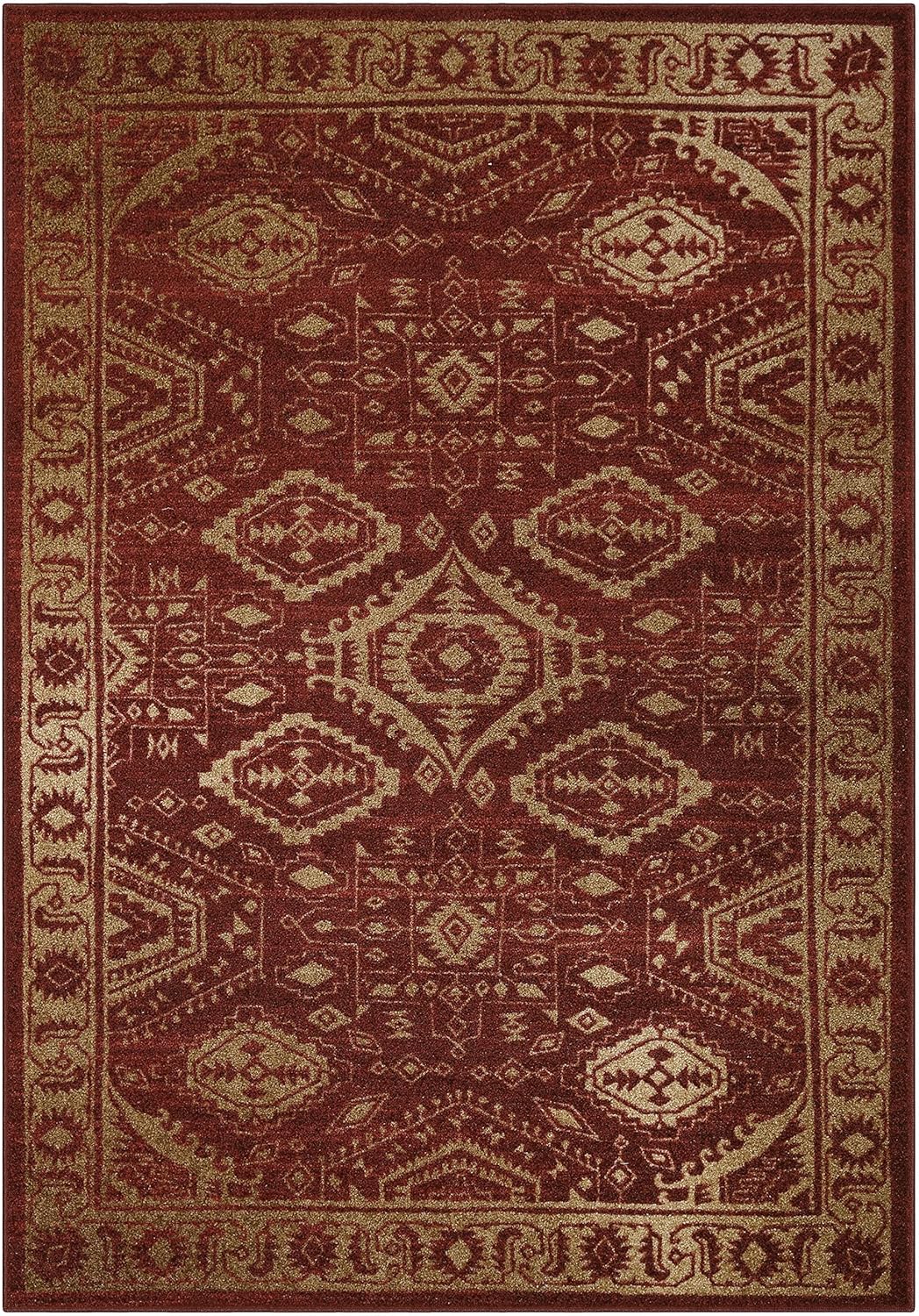 Maples Rugs Georgina Traditional Area Rugs for Living Room & Bedroom [Made in USA], 5 x 7, Red/Gold