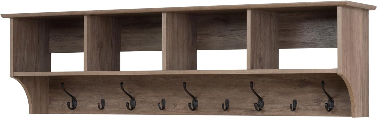 Prepac 60 inch Wide Hanging Entryway Shelf, Drifted Gray