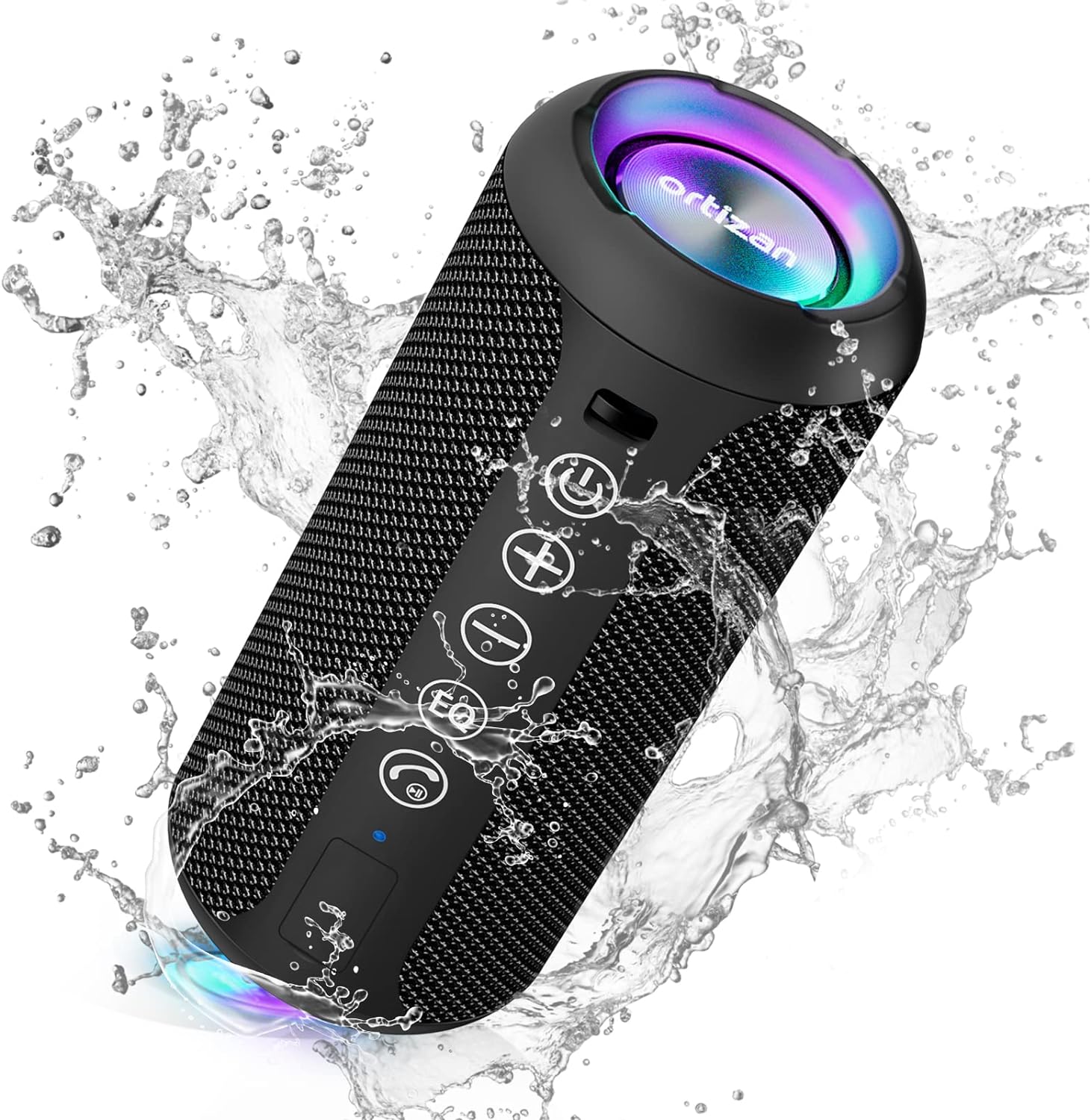 Ortizan Portable Bluetooth Speakers, IPX7 Waterproof Wireless Speaker with 24W Loud Stereo Sound, Deep Bass, Bluetooth 5.3, RGB Lights, Dual Pairing, 30H Playtime for Home, Outdoor, Party