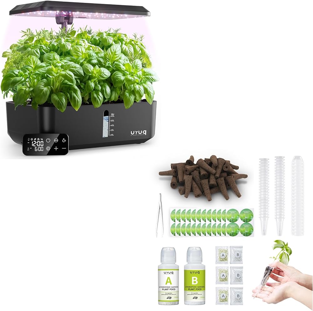 12 Pods Hydroponics Growing System Remote Control Black & 188Pcs Hydroponic Pods Supplies