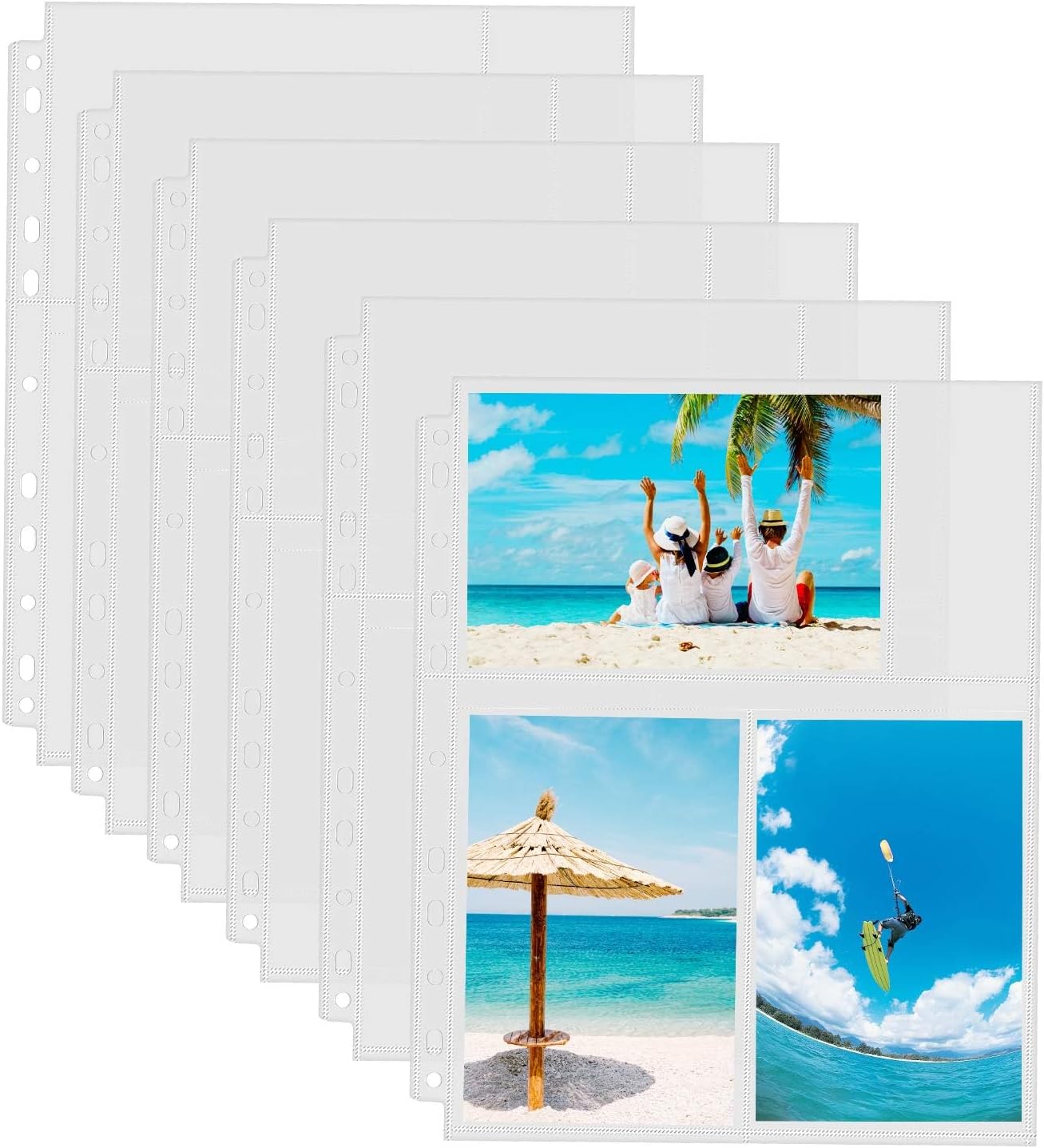 Sooez 30 Pack Heavy Duty Photo Page Protector (4x6, Display 180 Photos), Plastic Clear Photo Album Sleeves for 3-Ring Binder, Three Pockets Per Page Top Loading