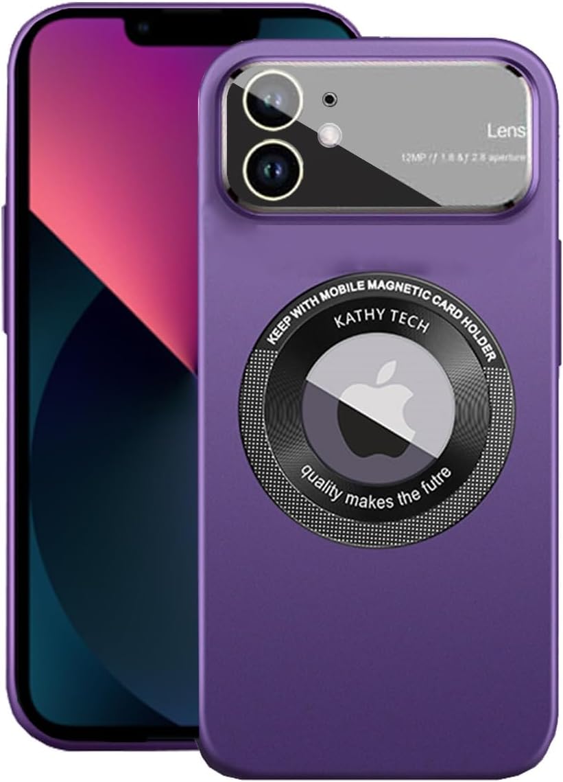 for iPhone 11 Case 6.1 2019, Large Viewport Design, Hard PC Built-in Luxury Camera Lens Protector Full Protection Phone Cover with Magsafe for Women Girls Boy Men, Purple