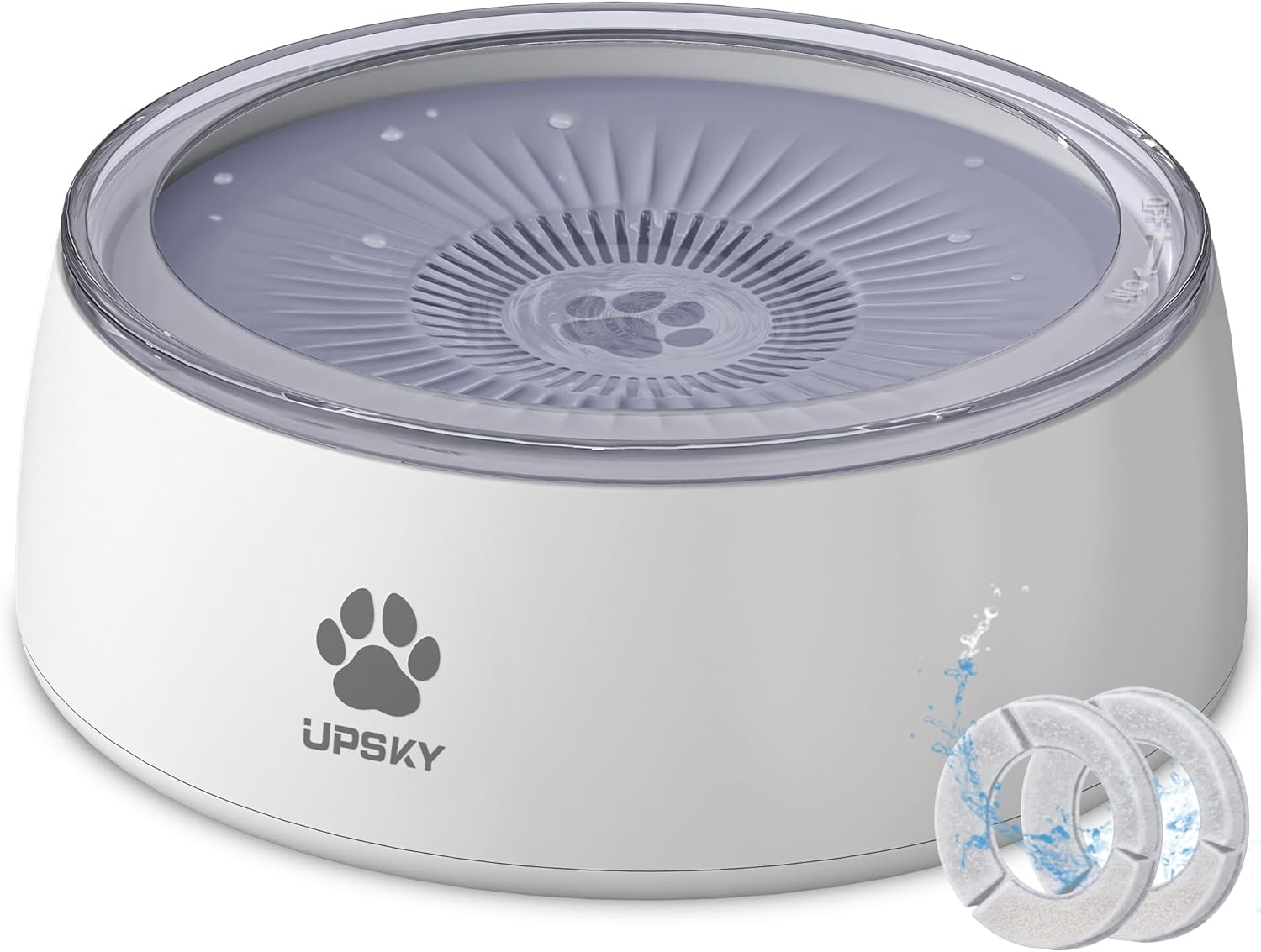 UPSKY 3L Dog Water Bowl 101oz Large No Spill Dog Bowl with Slow Feeder Mat, Splash Proof Pet Water Dispenser with Filters, Slow Drinking Bowl Vehicle Carried Travel Water Bowl for Dogs, Cats