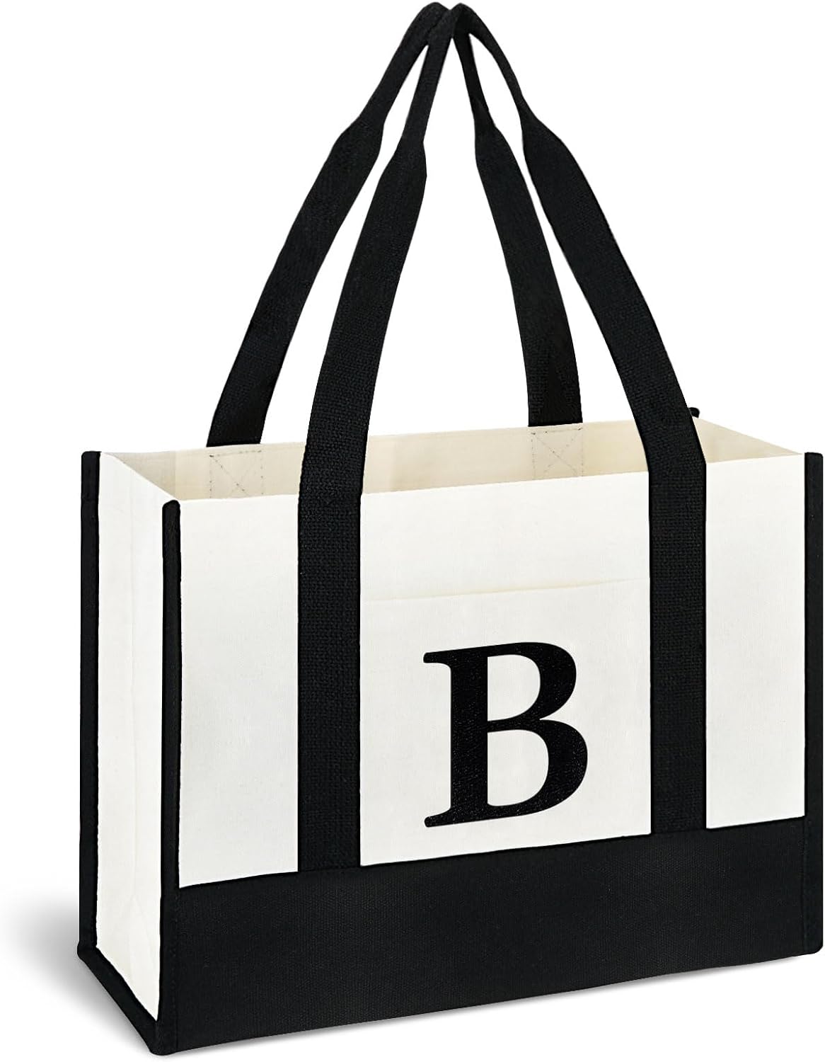 BALEINE Personalized Initial Canvas Tote Bag, ECO Friendly Multipurpose Bags for Women, Gift Bag, Beach Bag