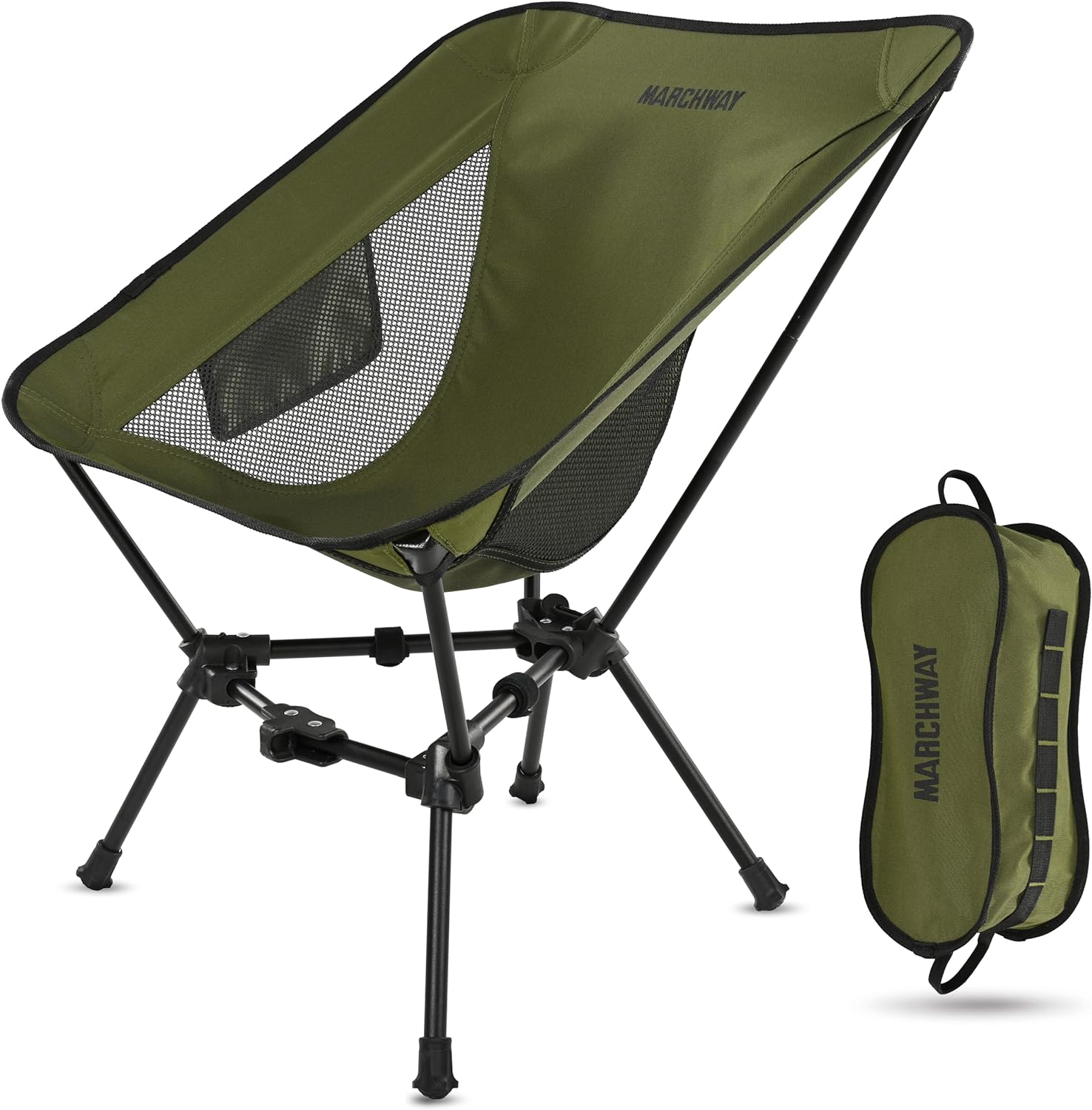 MARCHWAY+Lightweight+Folding+Camping+Chair%2c+Stable+Portable+Compact+for+Outdoor+Camp%2c+Travel%2c+Beach%2c+Picnic%2c+Festival%2c+Hiking%2c+Backpacking%2c+Supports+330Lbs+(Green)