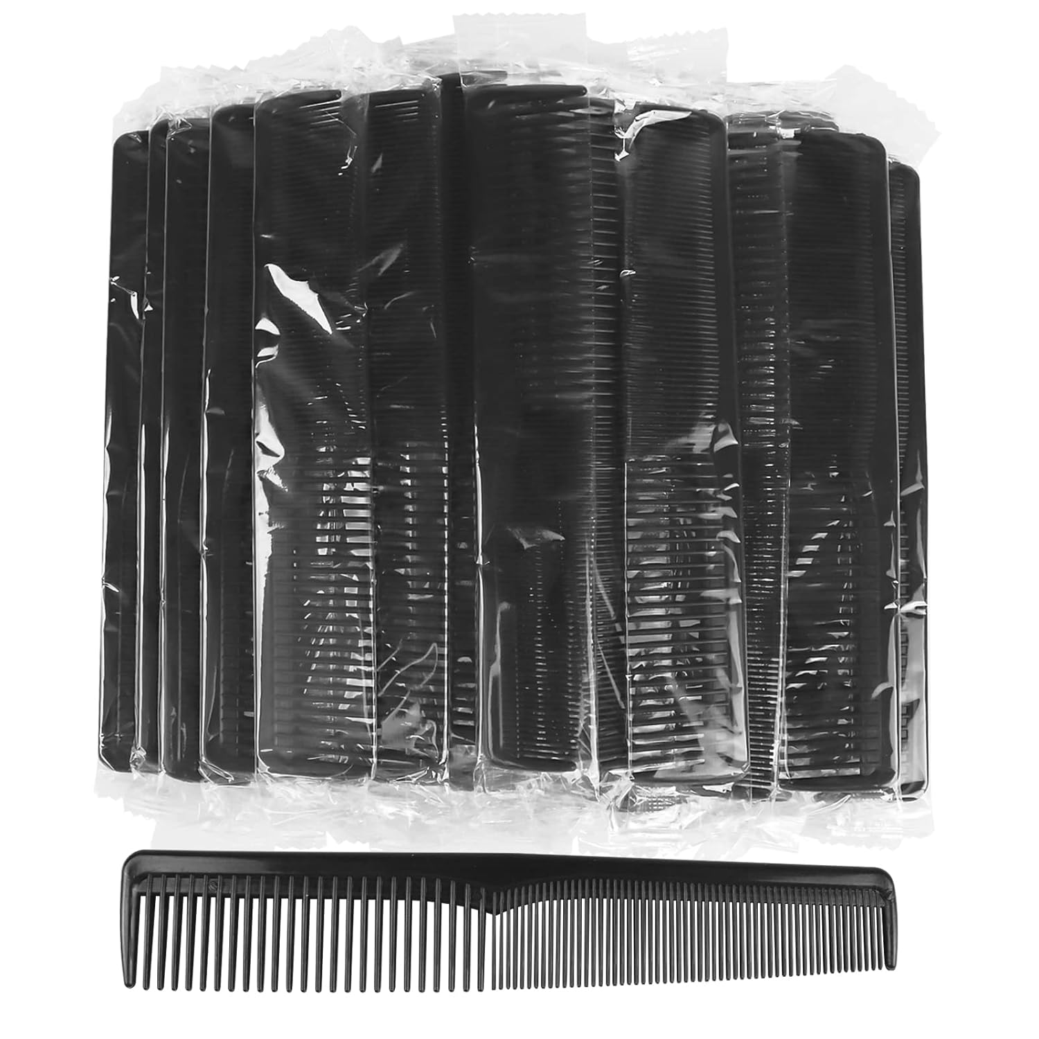 Disposable Combs Individually Wrapped, Sturdy Combs in Bulk, 50 Pack Combs Bulk, Double Tooth Hair Pocket Comb, Bulk Combs for Homeless, Charity, Care Pack Black