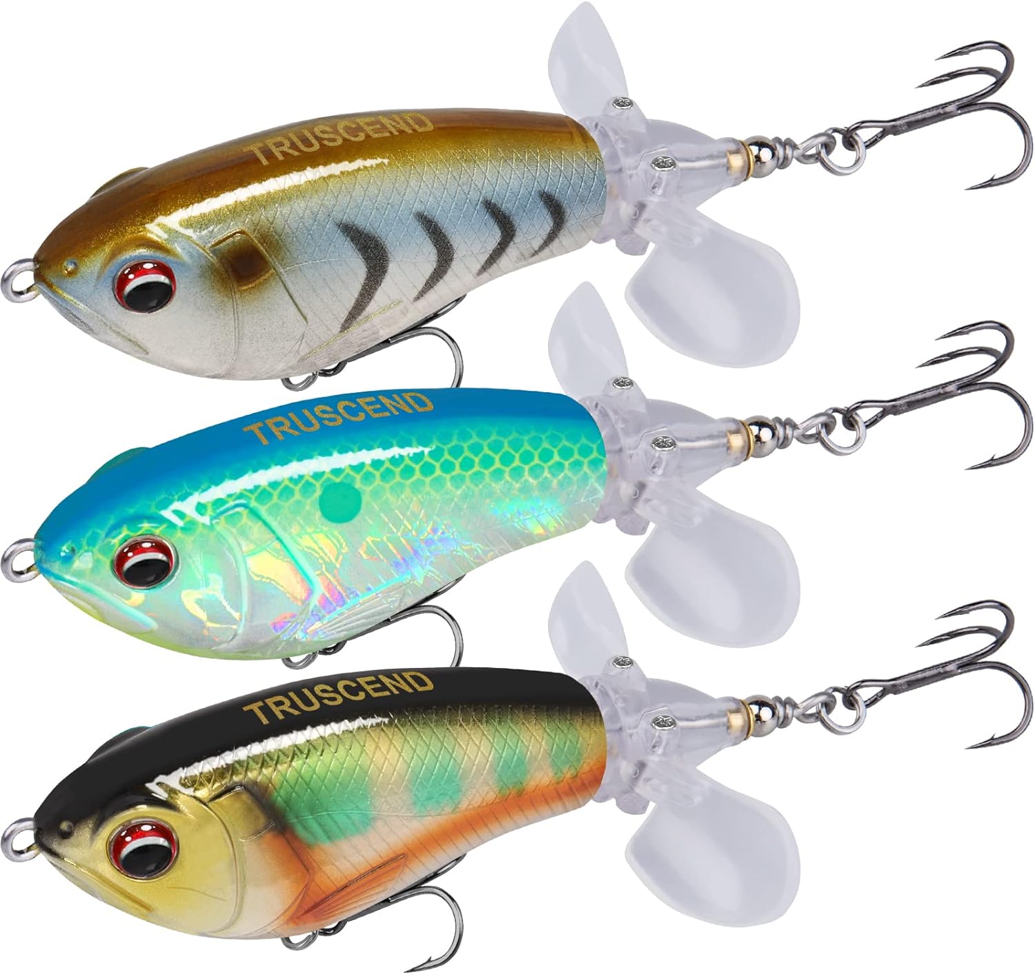 TRUSCEND Top Water Fishing Lures with BKK Hooks, Whopper Fishing Lure for Freshwater or Saltwater, Floating Lure for Bass Catfish Pike, Fishing Wobble Surface Bass Baits Teasers Fishing Gifts for Men