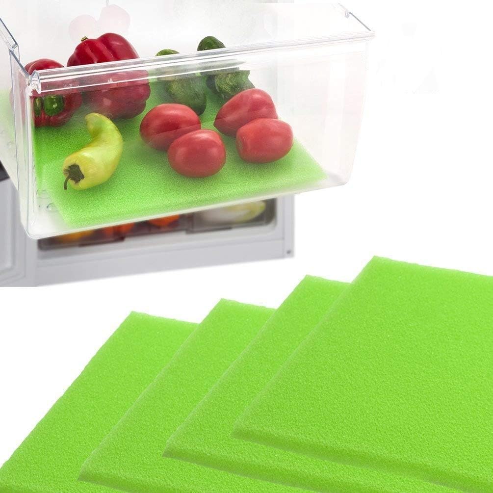 Dualplex Fruit & Veggie Life Extender Liner for Fridge Refrigerator Drawers, 12x15 Inches (4 Pack)  Extends The Life of Your Produce & Prevents Spoilage